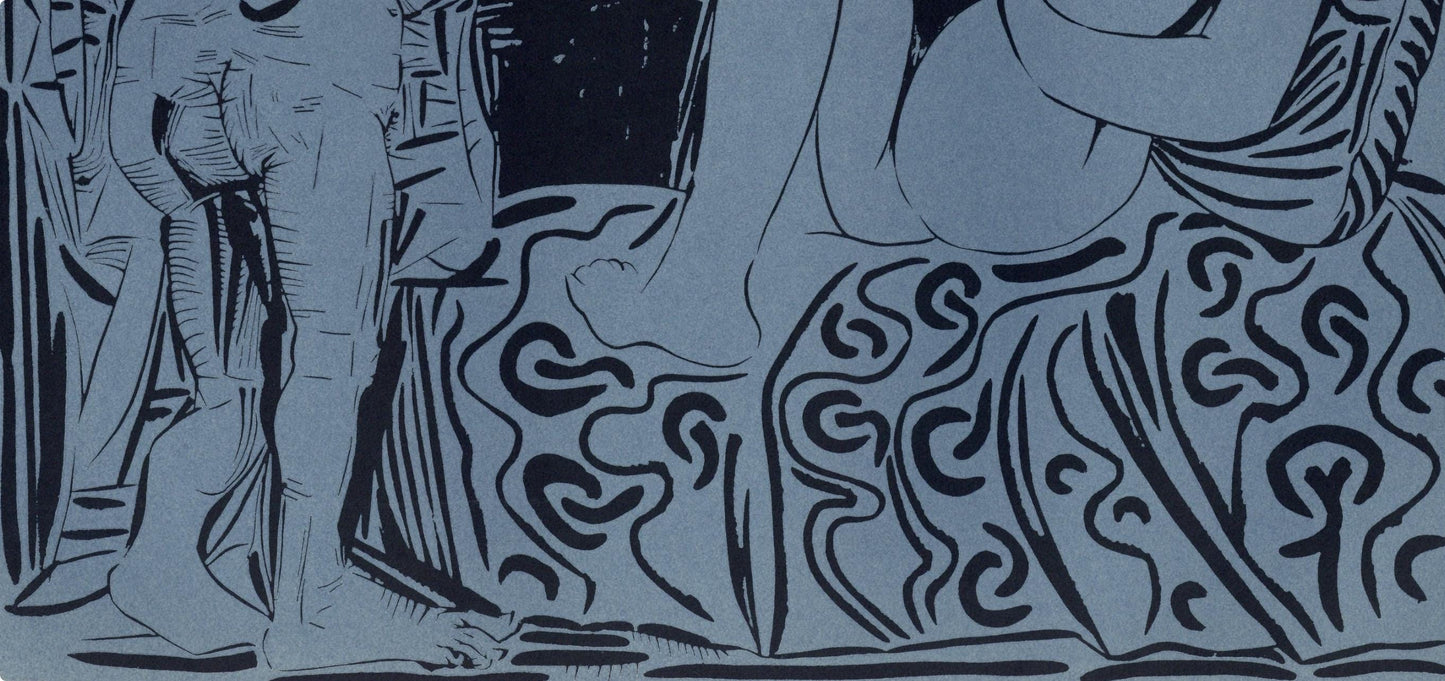 Pablo Picasso, Two Women With A Vase Of Flowers (Orozco 214), Grabados Al Linleo, Linocut
