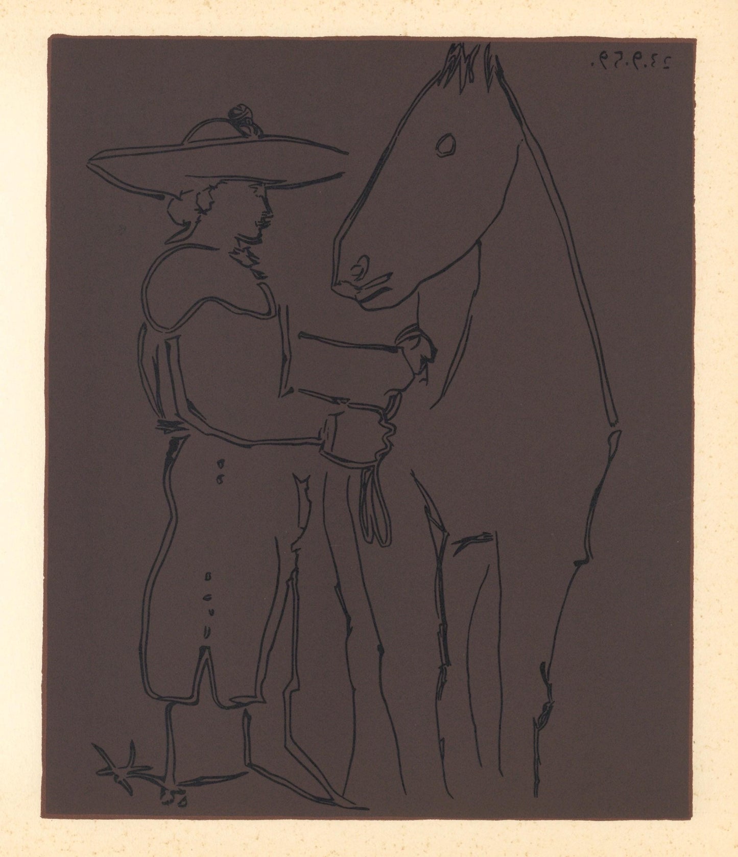 Pablo Picasso, Standing Picador With His Horse (Orozco 214), Grabados Al Linleo, Linocut