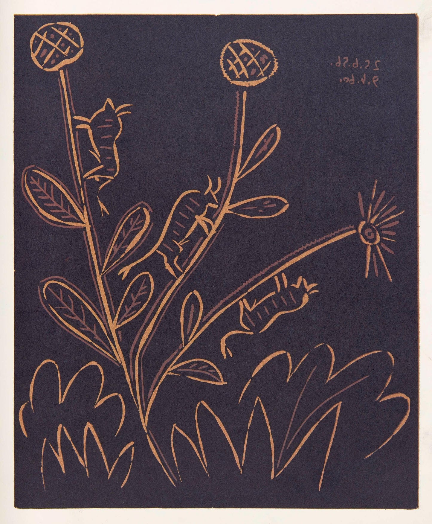 Pablo Picasso, Plant With Little Bulls (Orozco 214), Grabados Al Linleo, Linocut