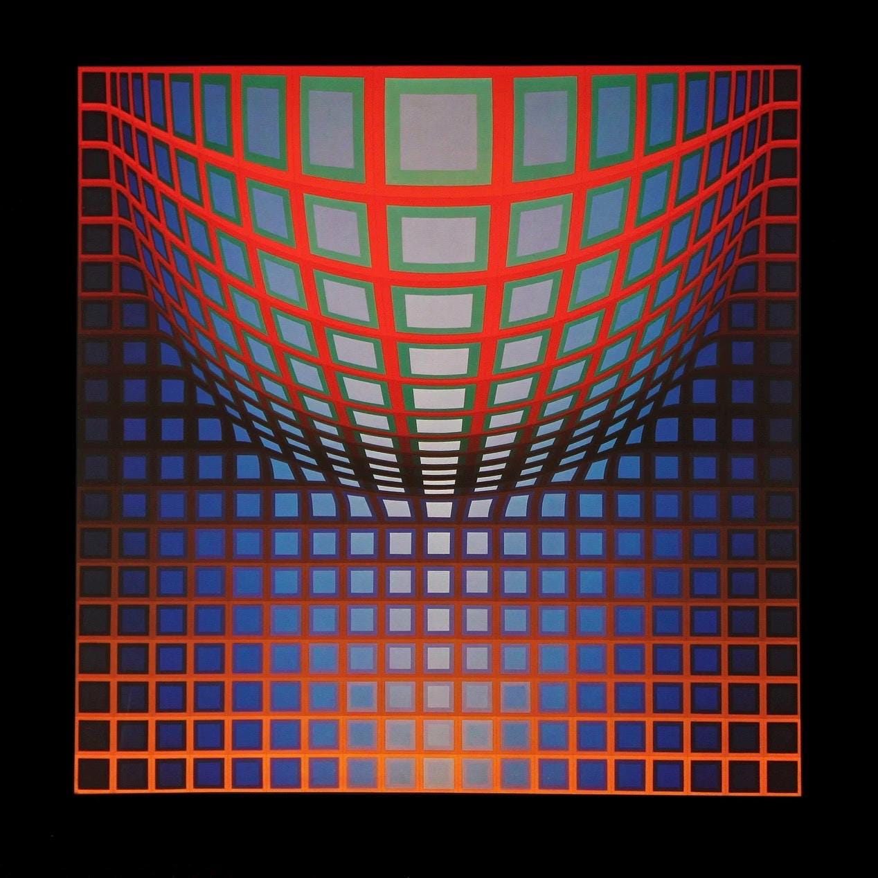 Victor Vasarely, Composition, Damier, Hliogravure