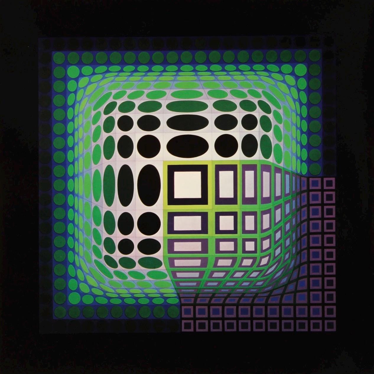 Victor Vasarely, Composition, Damier, Hliogravure