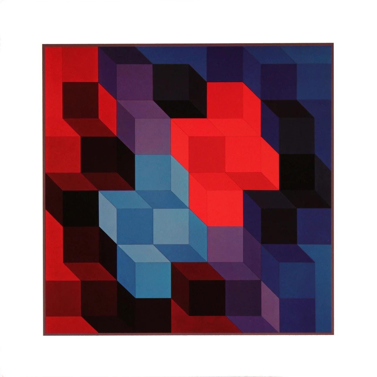 Victor Vasarely, Composition, Hommage Hexagone, Hliogravure