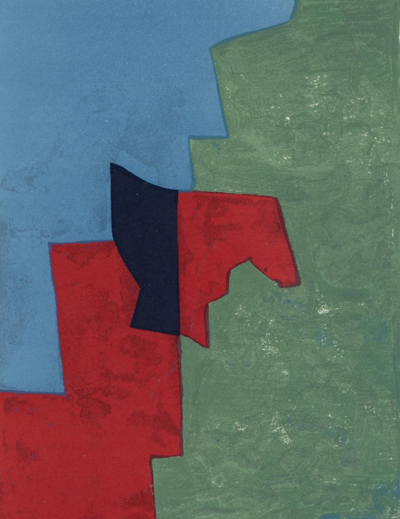 Serge Poliakoff, Composition Rouge, Verte (Poliakoff/Schneider 32), Xxe Sicle, Lithograph
