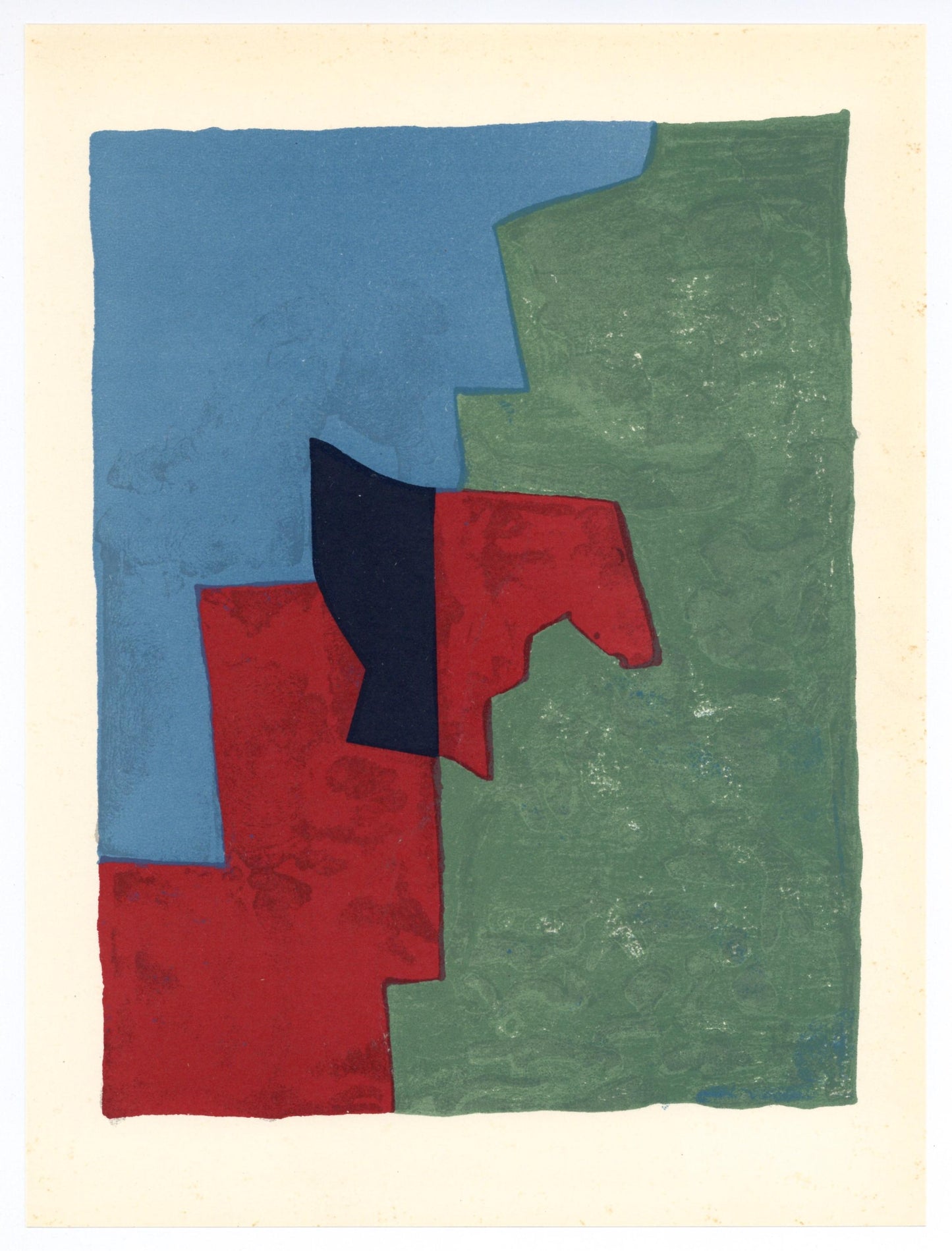Serge Poliakoff, Composition Rouge, Verte (Poliakoff/Schneider 32), Xxe Sicle, Lithograph
