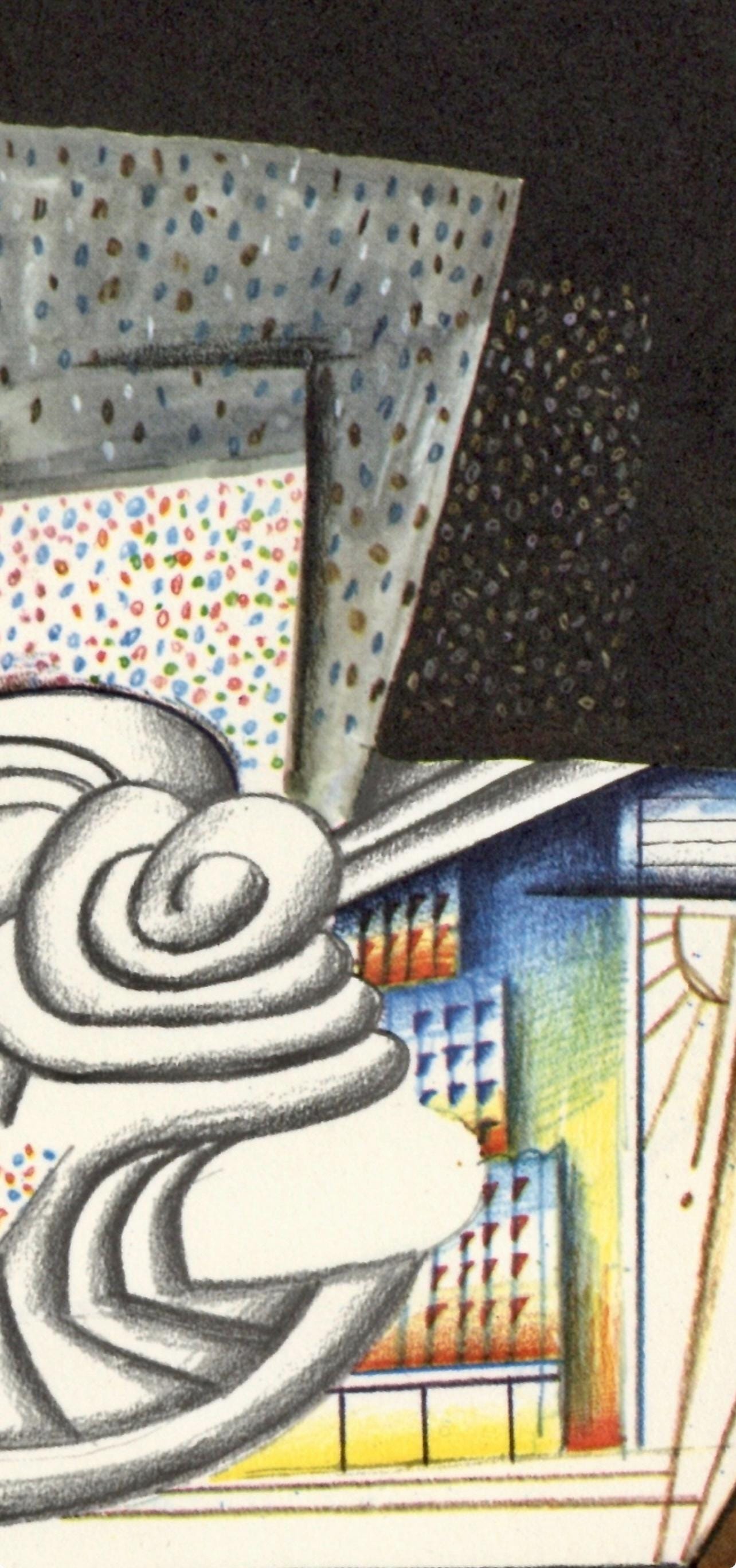 Saul Steinberg, Chrysler Building, New York City, Derrire Le Miroir, Lithograph