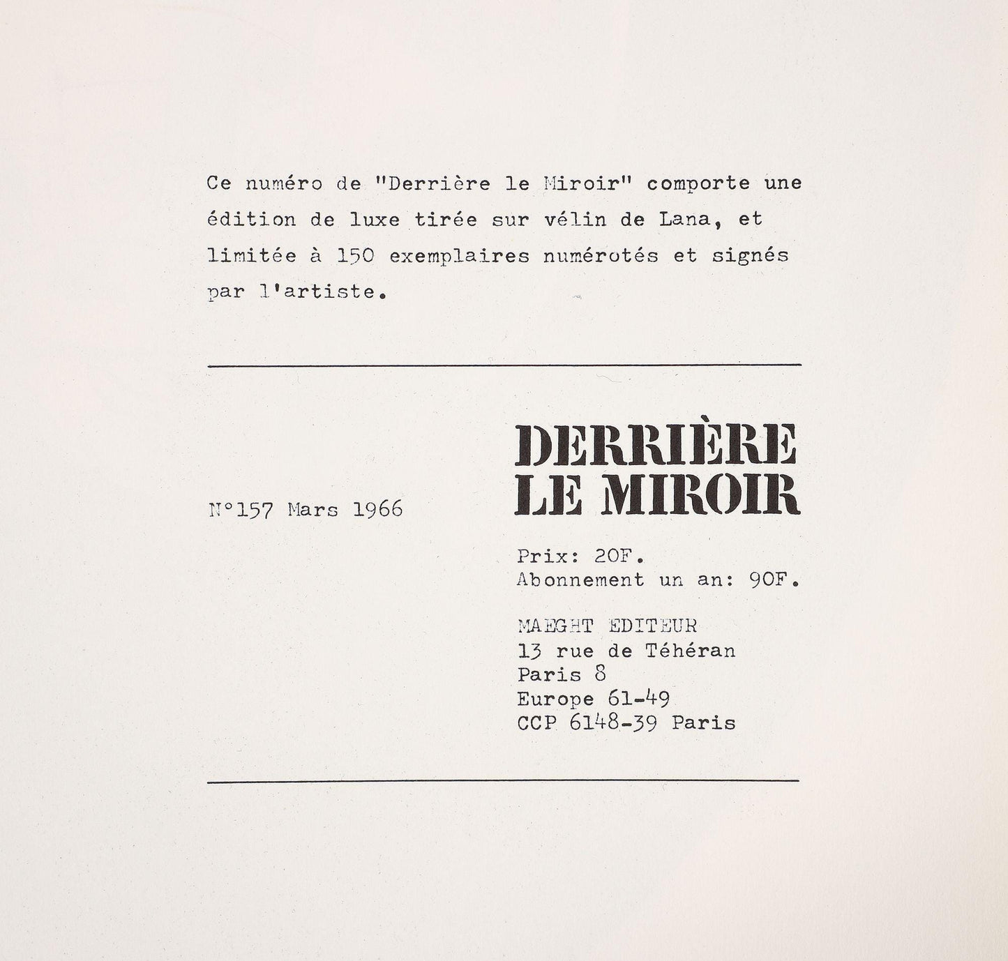 Saul Steinberg, Chrysler Building, New York City, Derrire Le Miroir, Lithograph