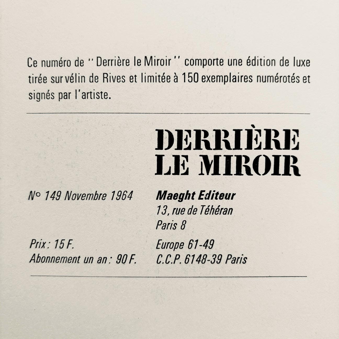 Ellsworth Kelly, Composition (Axsom, I-B), Derrire Le Miroir, Lithograph