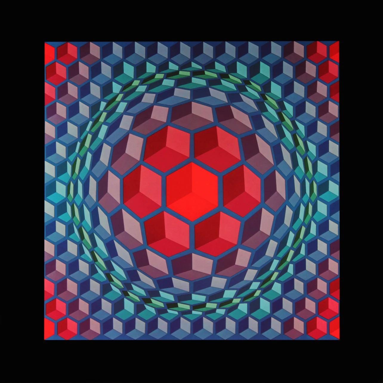 Victor Vasarely, Composition, Hexagone, Hliogravure
