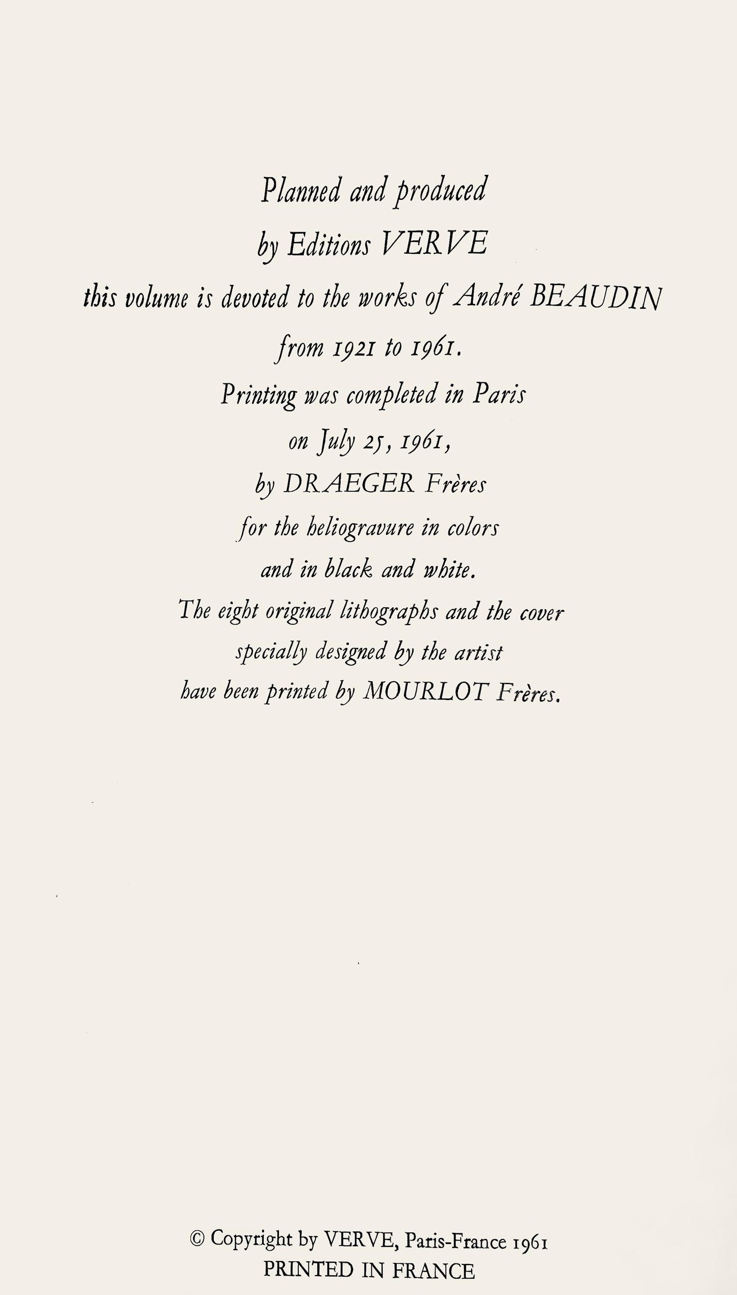 Andr Beaudin, Composition, Andr Beaudin, Verve: Revue Artistique, Lithograph