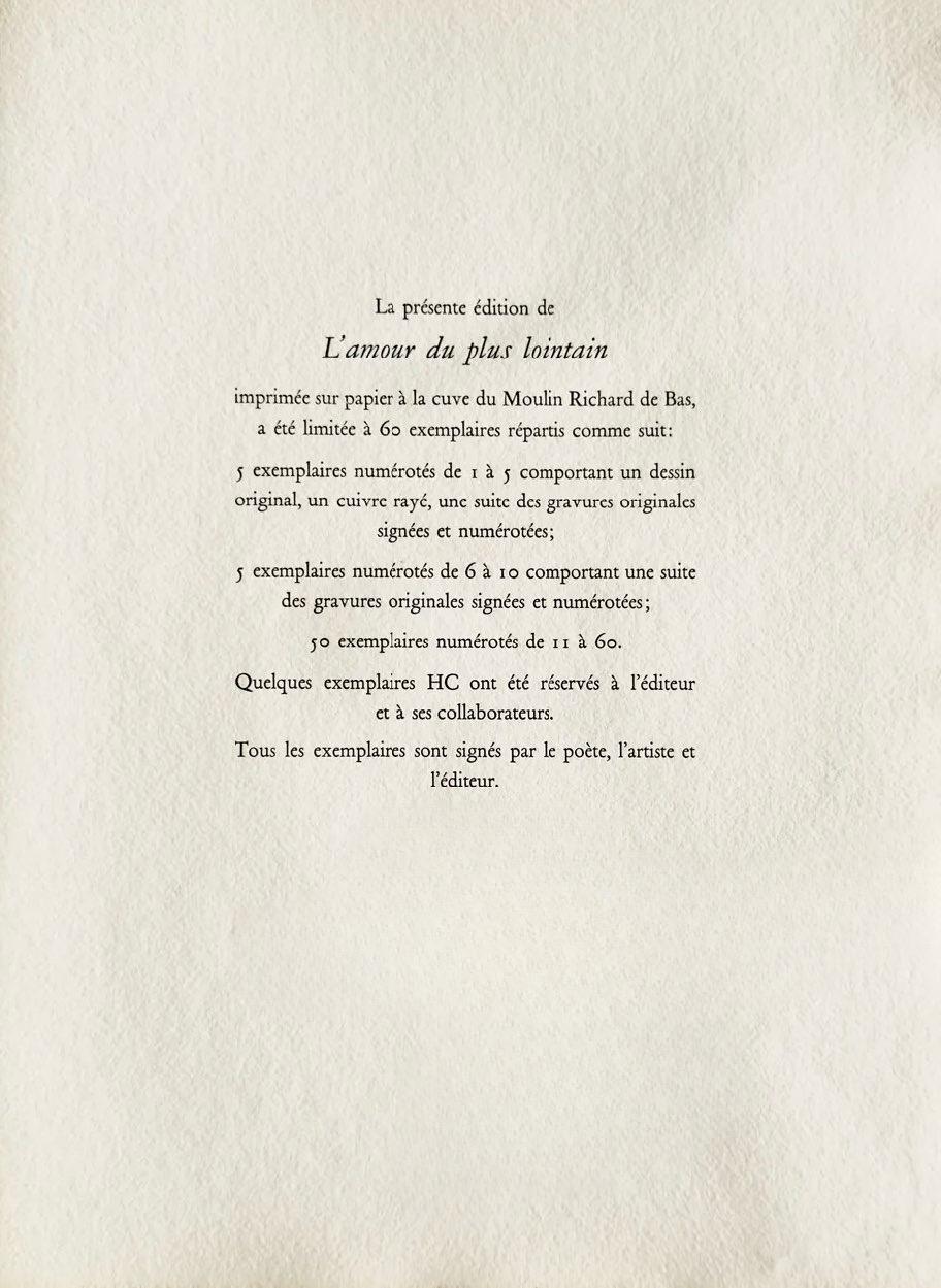 James Coignard, Composition, L'Amour Du Plus Lointain, Engraving