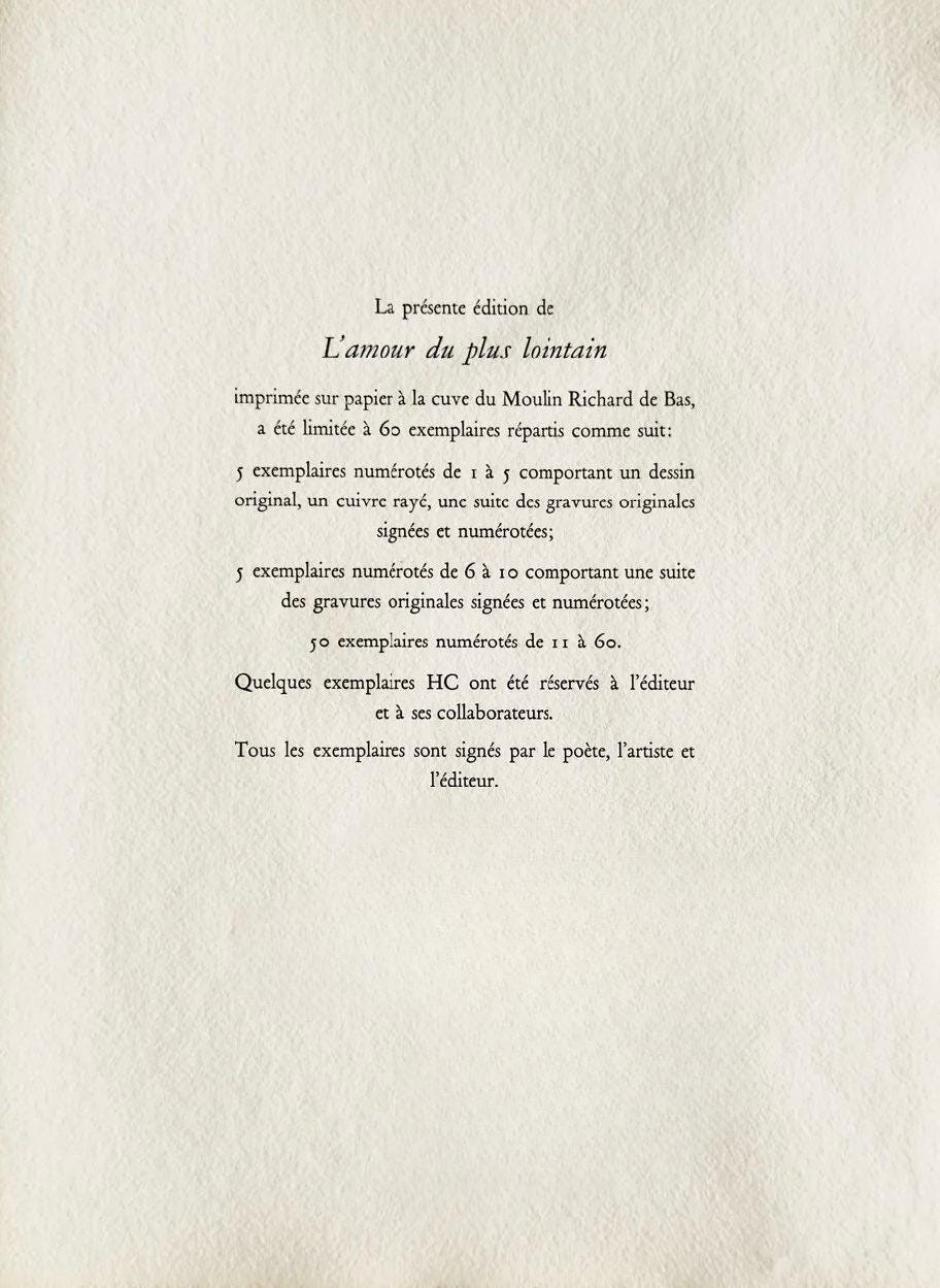 James Coignard, Composition, L'Amour Du Plus Lointain, Engraving