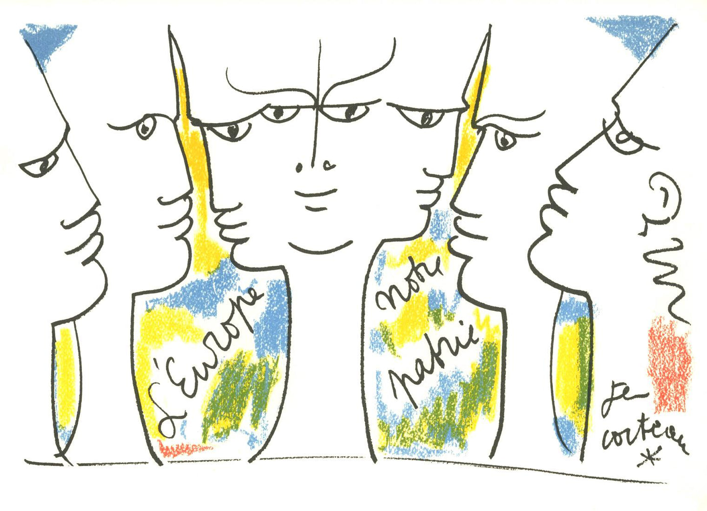 Jean Cocteau, Composition, Nous Croyons En L'Europe, Silkscreen