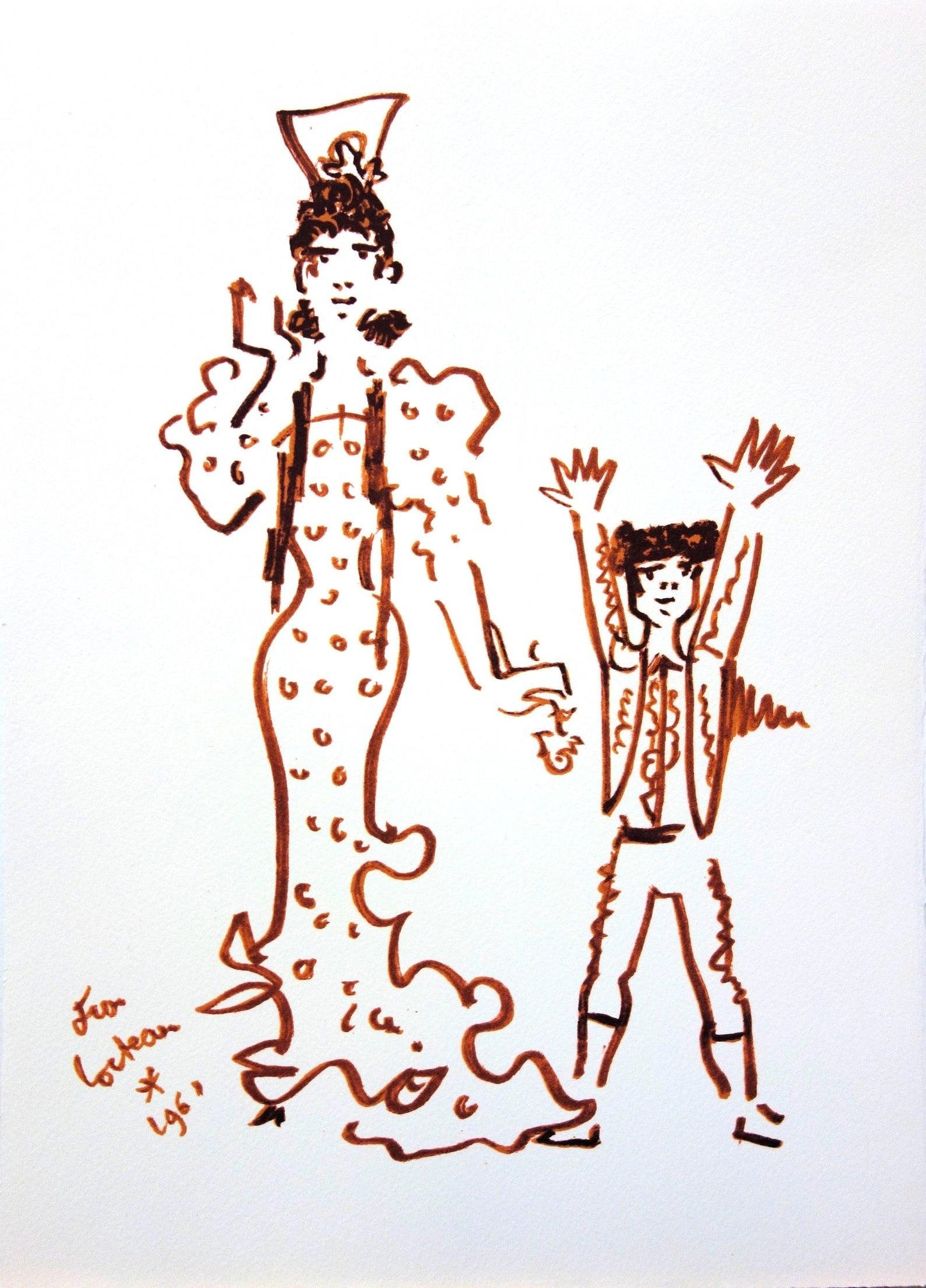 Jean Cocteau, Composition, Taureaux, Lithograph
