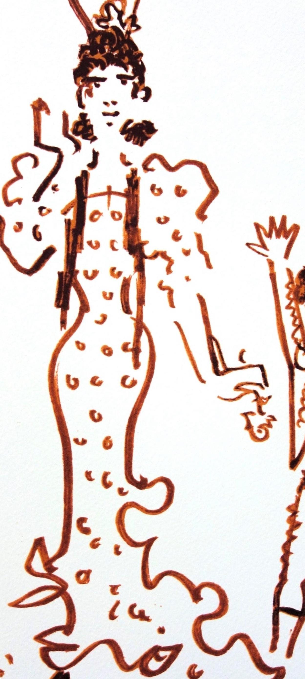 Jean Cocteau, Composition, Taureaux, Lithograph