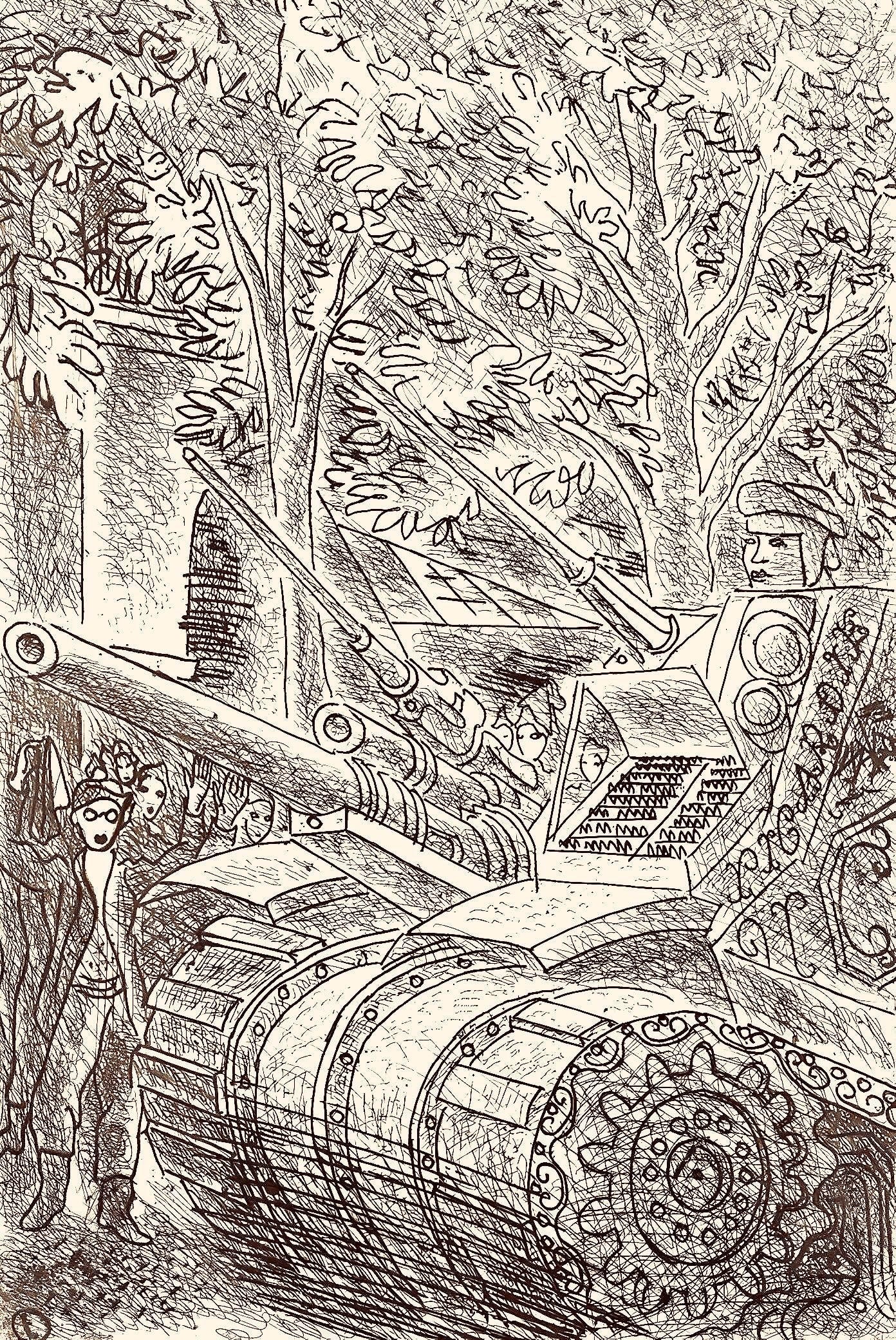 Louis Touchagues, Composition, Jours De Gloire, Histoire De La Libration De Paris, Etching
