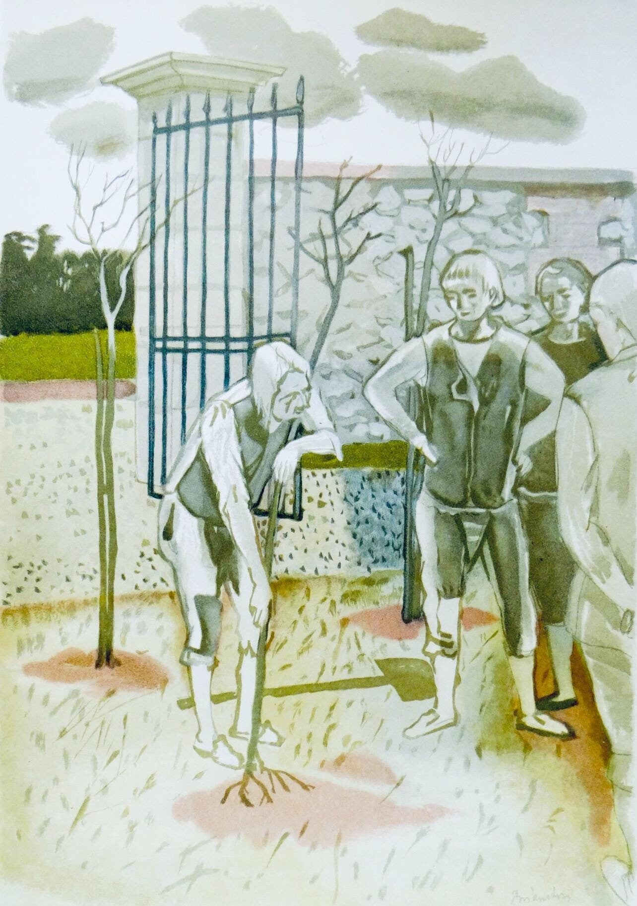 Maurice Brianchon, Le Vieillard Et Les Trois Jeunes, Vingt Fables De La Fontaine, Woodcut