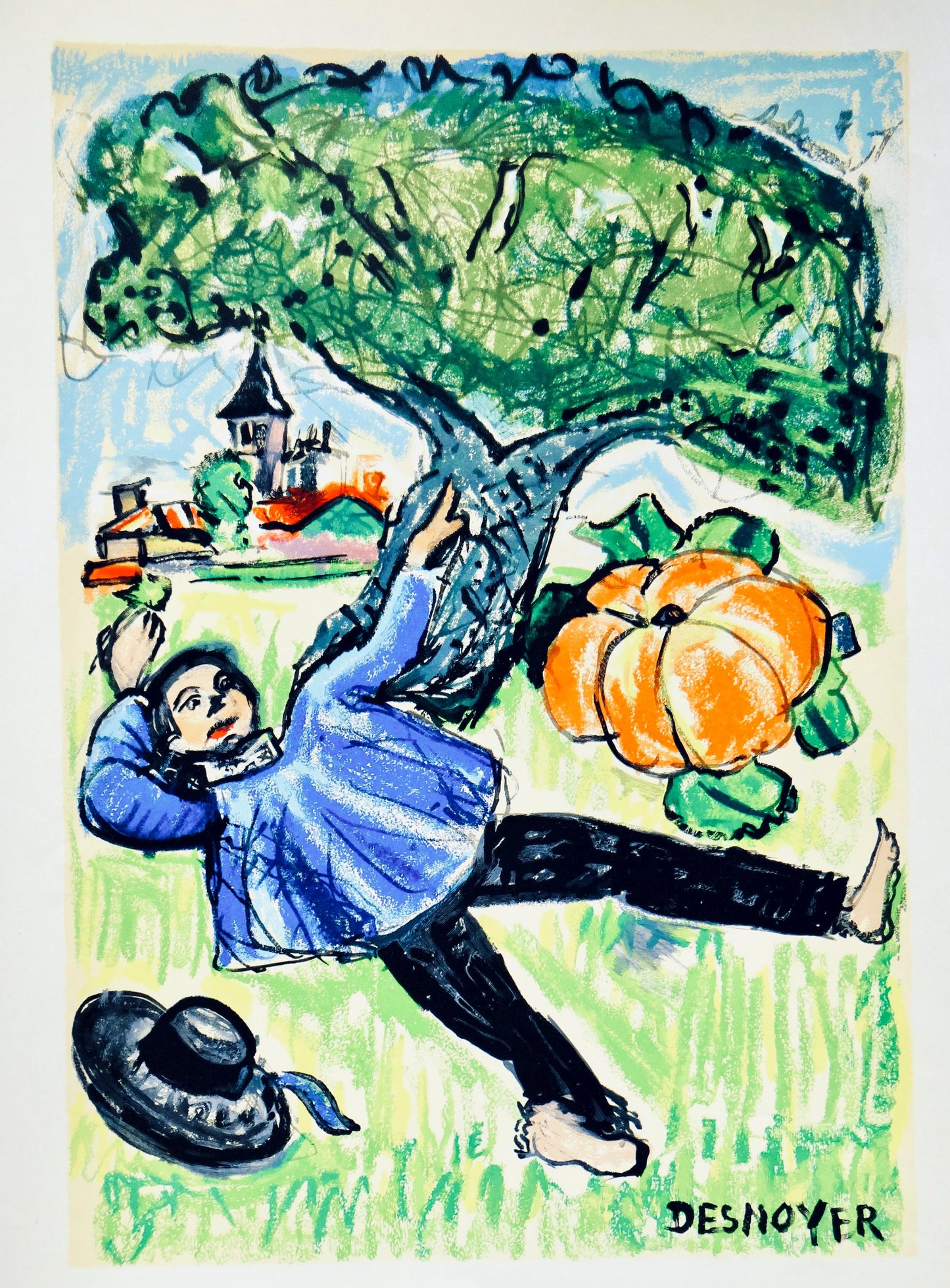 Franois Desnoyer, Le Gland Et La Citrouille, Vingt Fables De La Fontaine, Woodcut