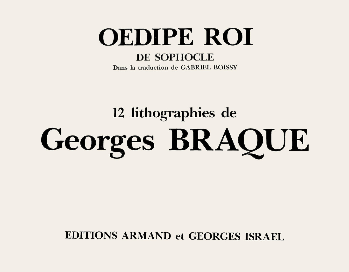 Georges Braque, Composition, Dipe Roi De Sophocle, Lithograph