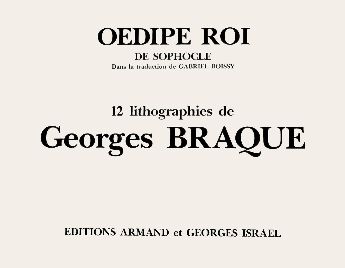 Georges Braque, Composition, Dipe Roi De Sophocle, Lithograph