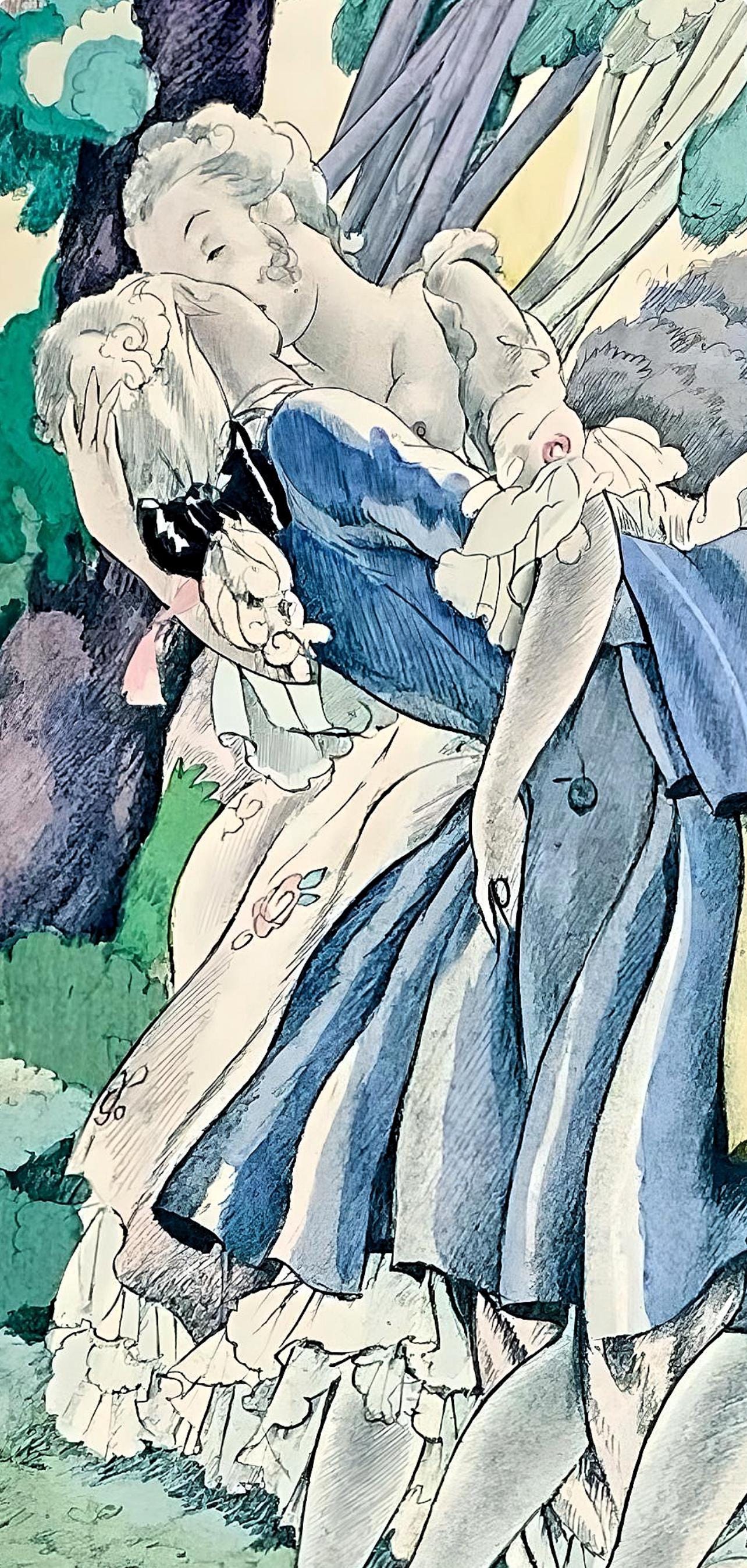 Umberto Brunelleschi, Composition, La Leon D'Amour Dans Un Parc, Lithograph