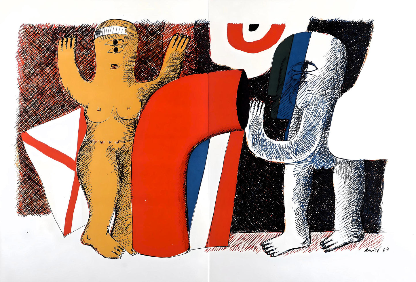Horst Antes, Composition, Suites N8, Rencontres, Lithograph