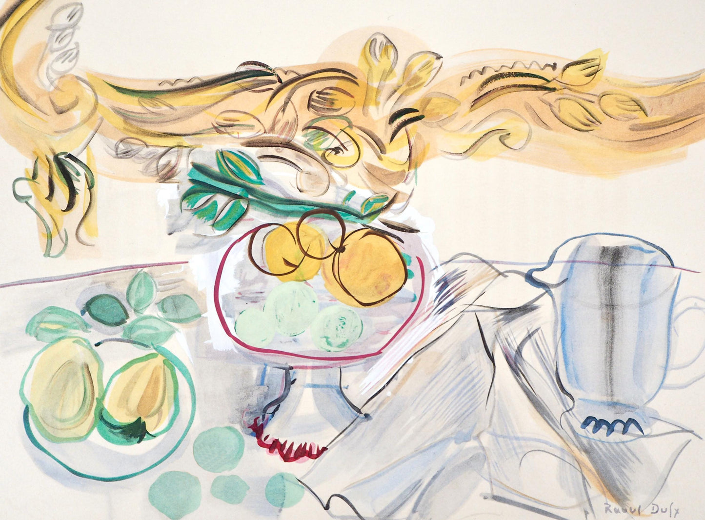 Raoul Dufy, Composition, Eaux-De-Vie, Esprit De La Fleur Et Du Fruit, Lithograph