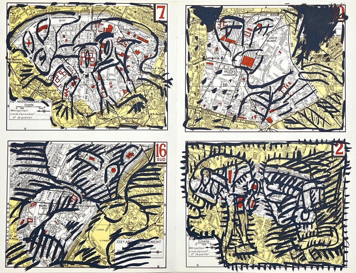 Pierre Alechinsky, Composition, Hommage Aim Et Marguerite Maeght, Derrire Le Miroir, Lithograph