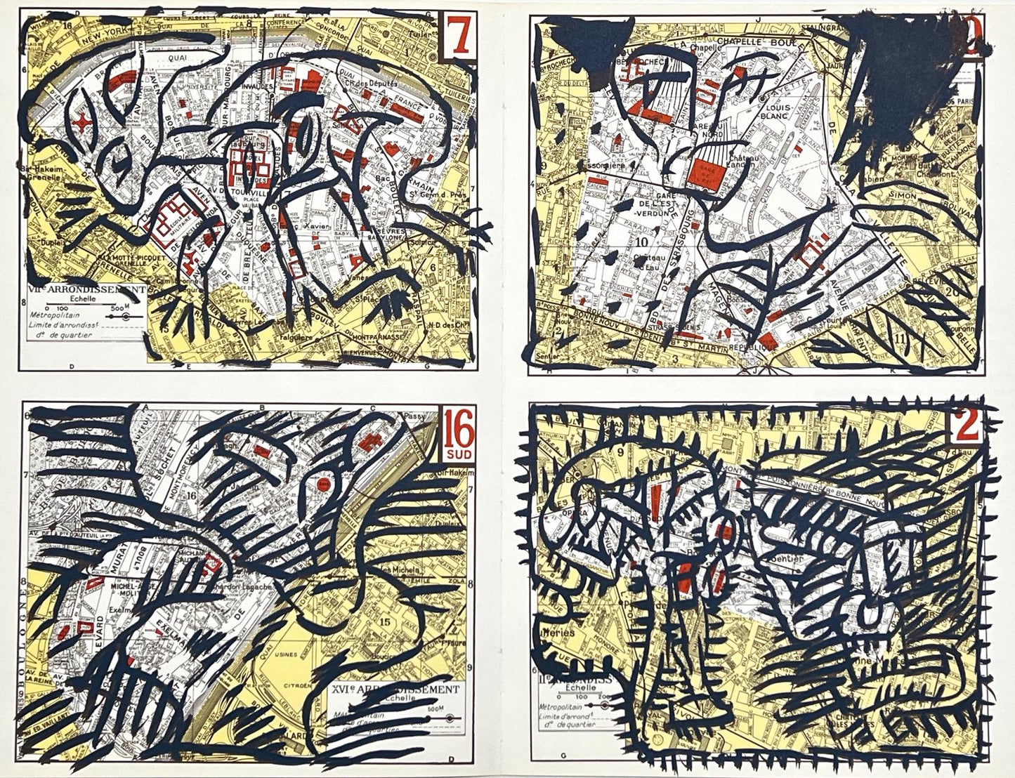 Pierre Alechinsky, Composition, Hommage Aim Et Marguerite Maeght, Derrire Le Miroir, Lithograph