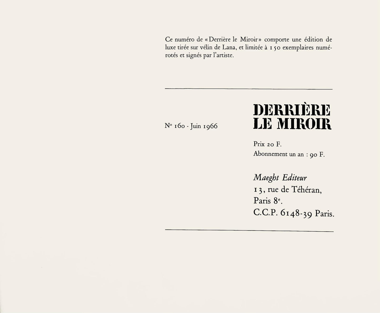 Jean-Paul Riopelle, Composition, Derrire Le Miroir, Lithograph