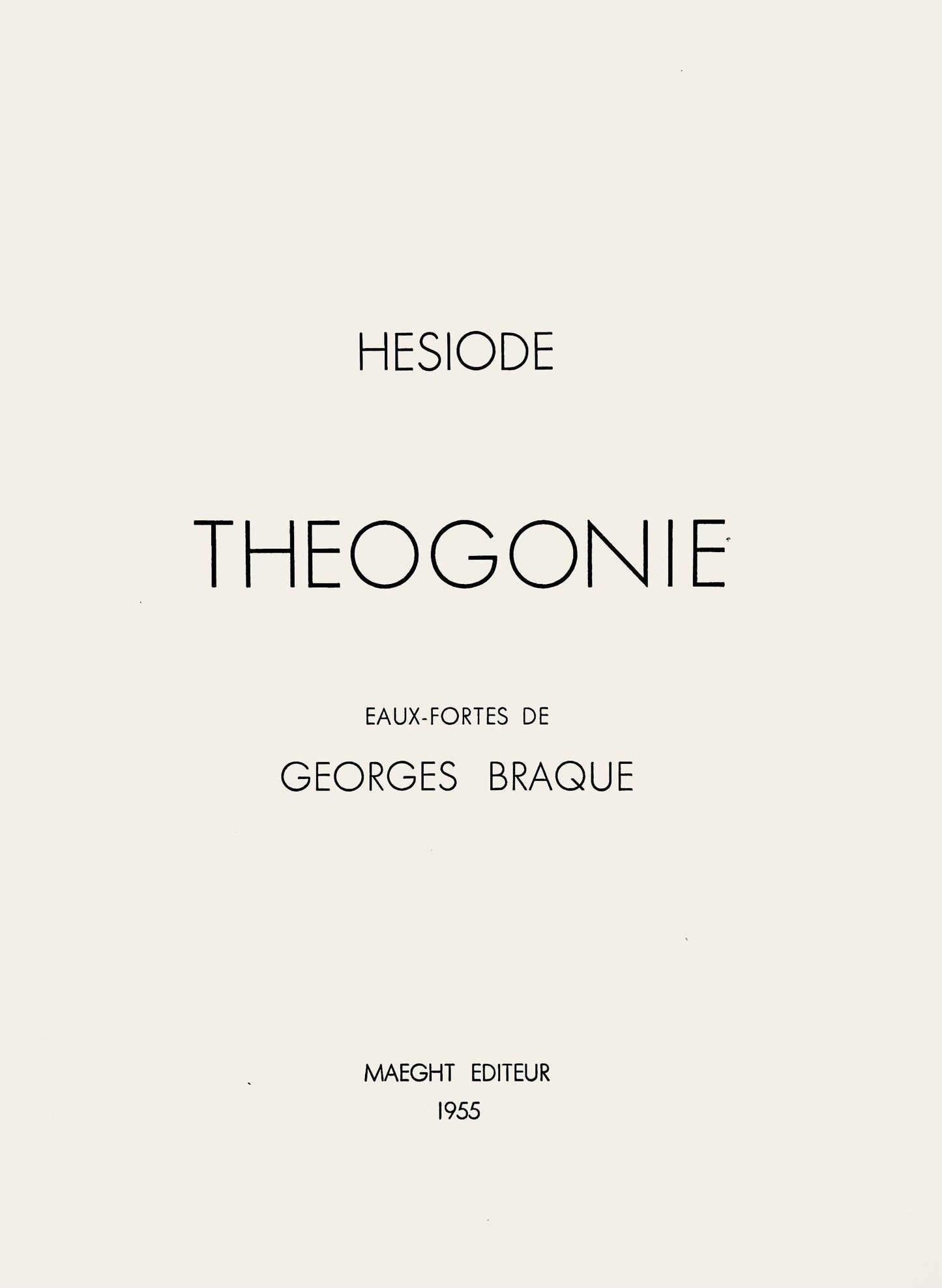 Georges Braque, Composition (Vallier 23), Hesiode, Thogonie, Derrire Le Miroir, Lithograph