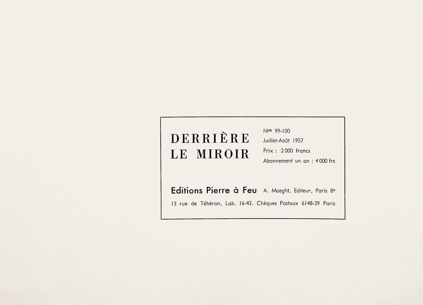 Marc Chagall, Composition (Cramer 33; Mourlot 176), Derrire Le Miroir, Lithograph