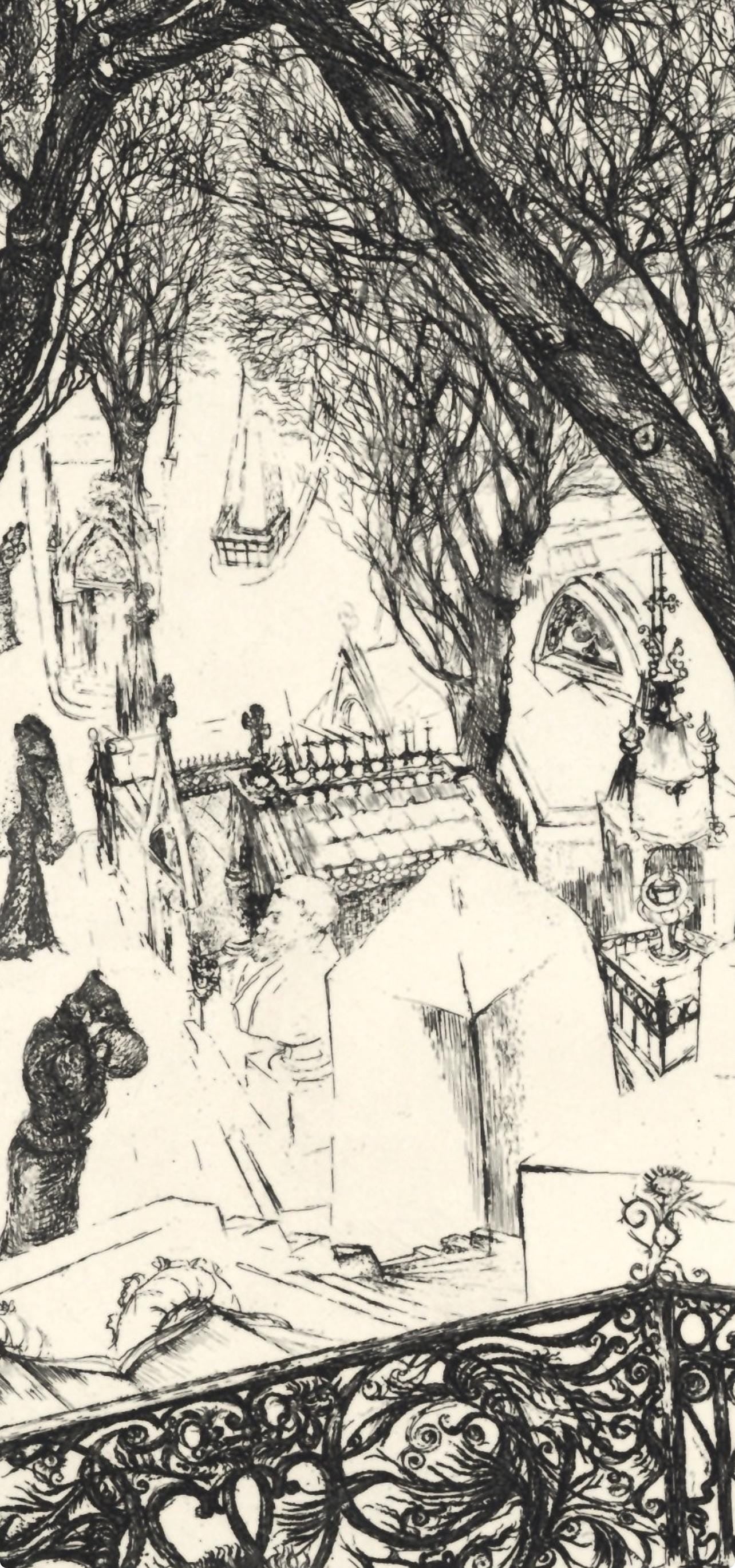 Douard Goerg, Le Cimetire Du Pre, A La Gloire Paris, Etching