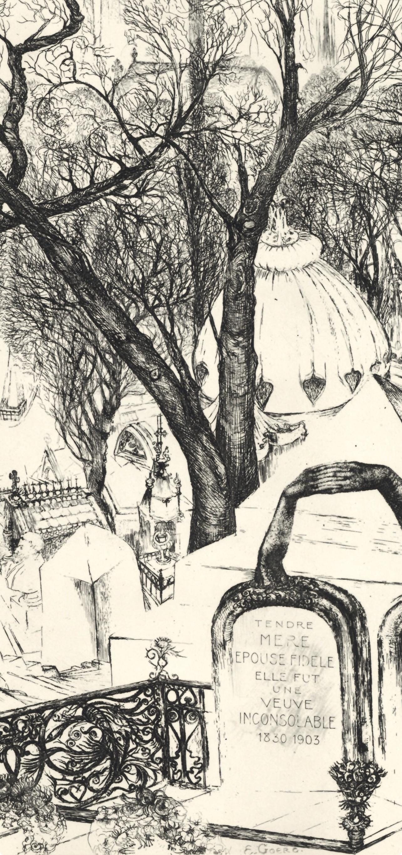 Douard Goerg, Le Cimetire Du Pre, A La Gloire Paris, Etching