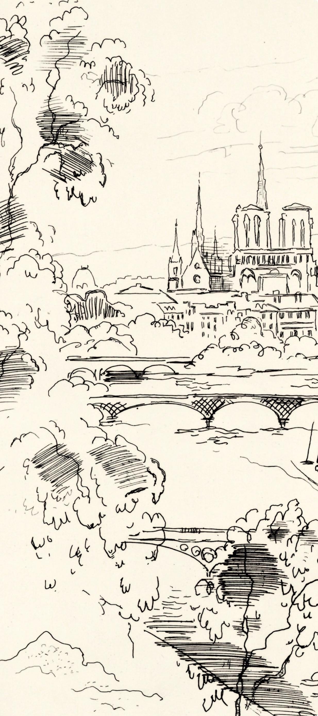 Paul-Lie Gernez, Seine, Berceau De Paris, A La Gloire Paris, Etching