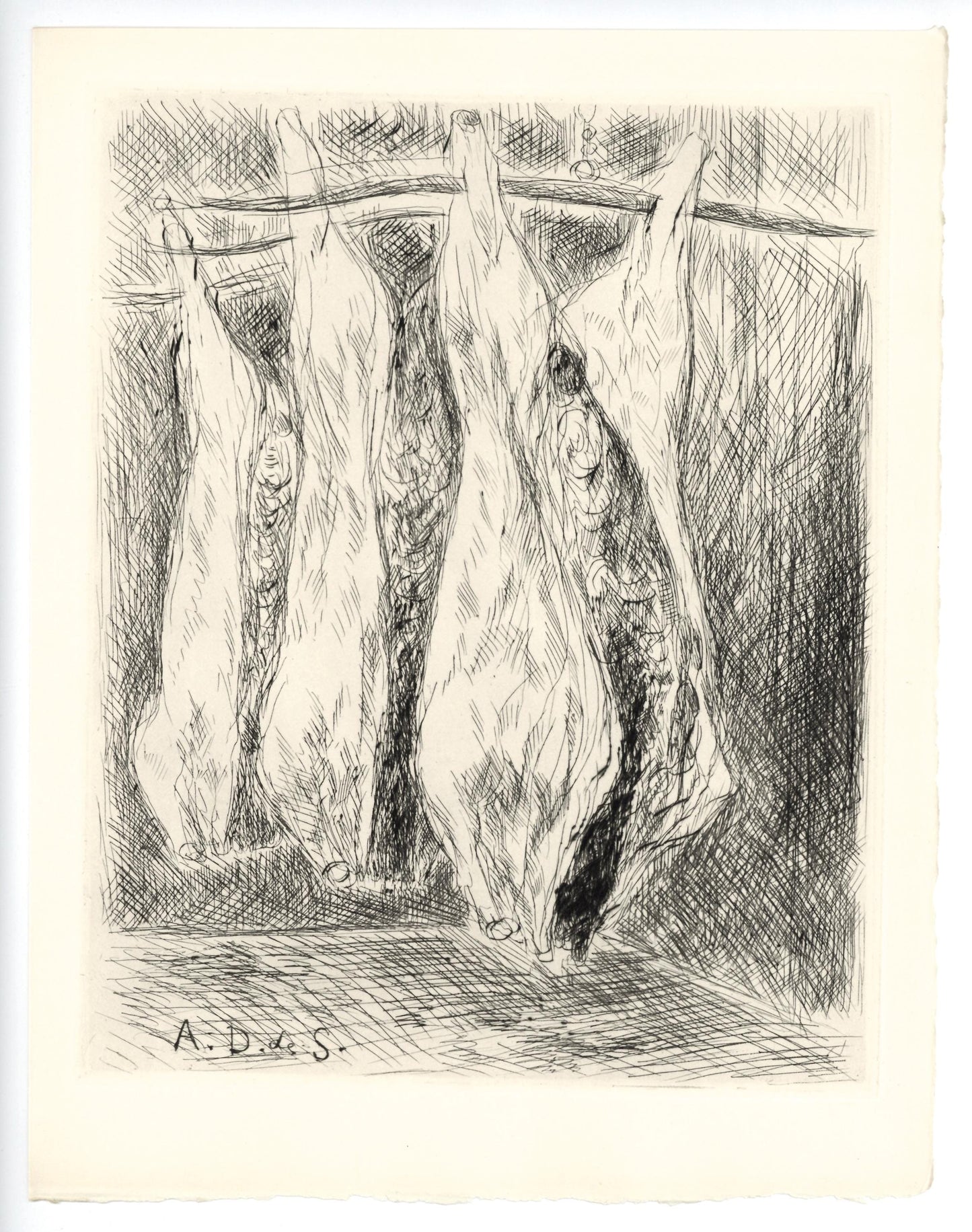 Andr Dunoyer De Segonzac, La Boucherie Des Halles, A La Gloire Paris, Etching