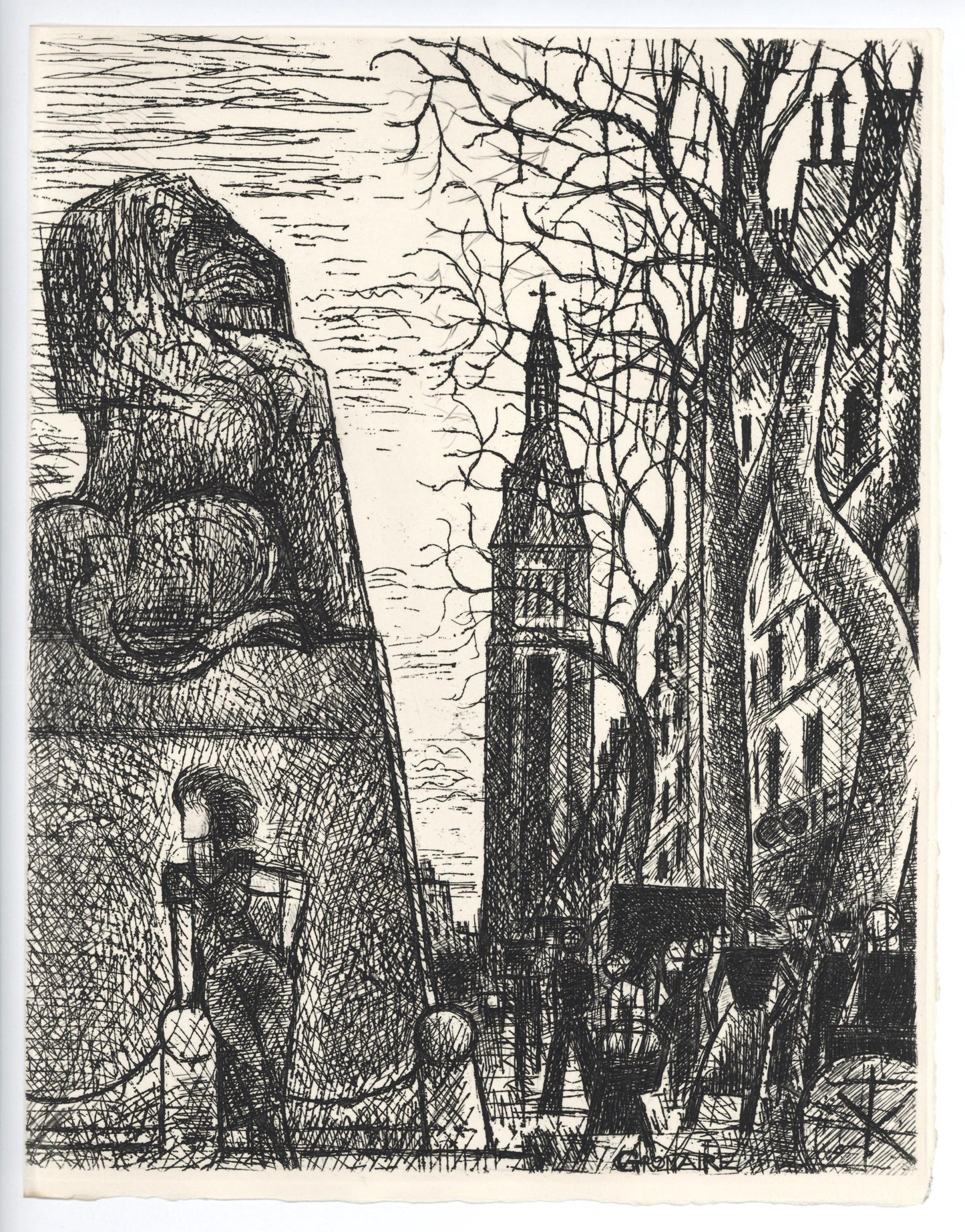 Marcel Gromaire, Petit-Montroug, A La Gloire Paris, Etching