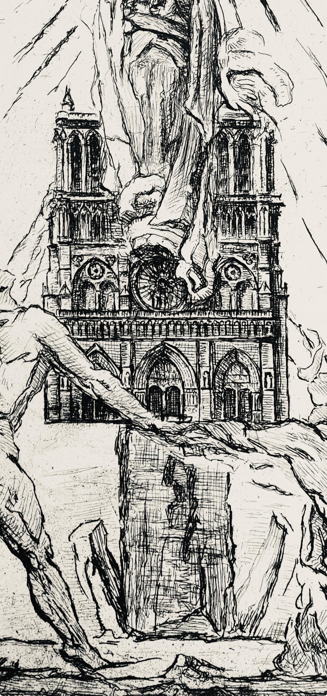 George Desvallires, Crucifix De Notre Dame, A La Gloire Paris, Etching