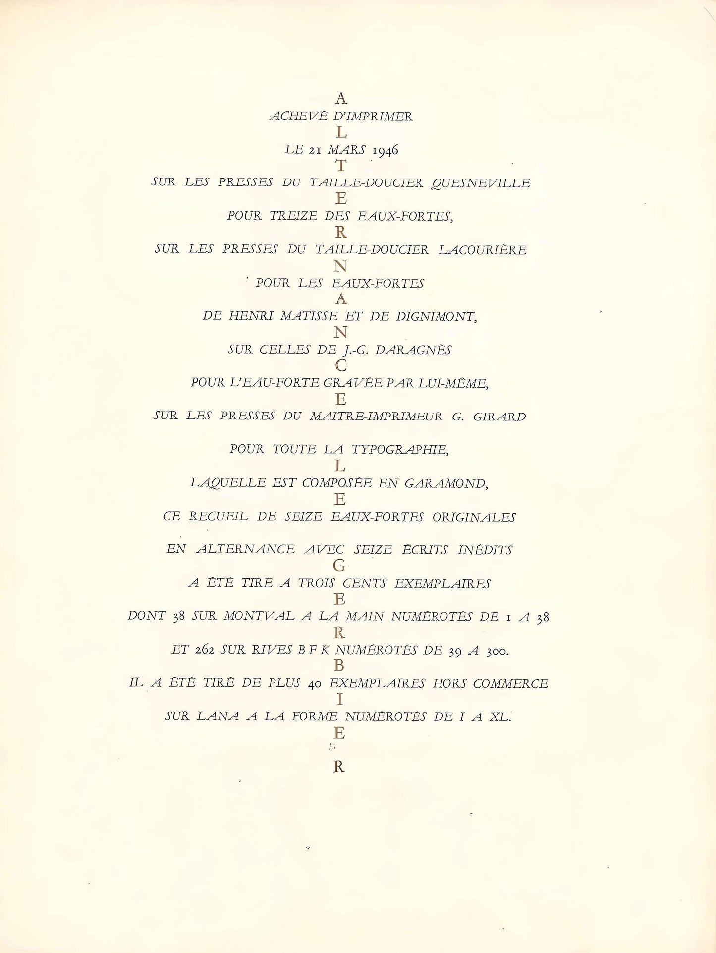 Henri De Waroquier, Composition, Alternance, Etching