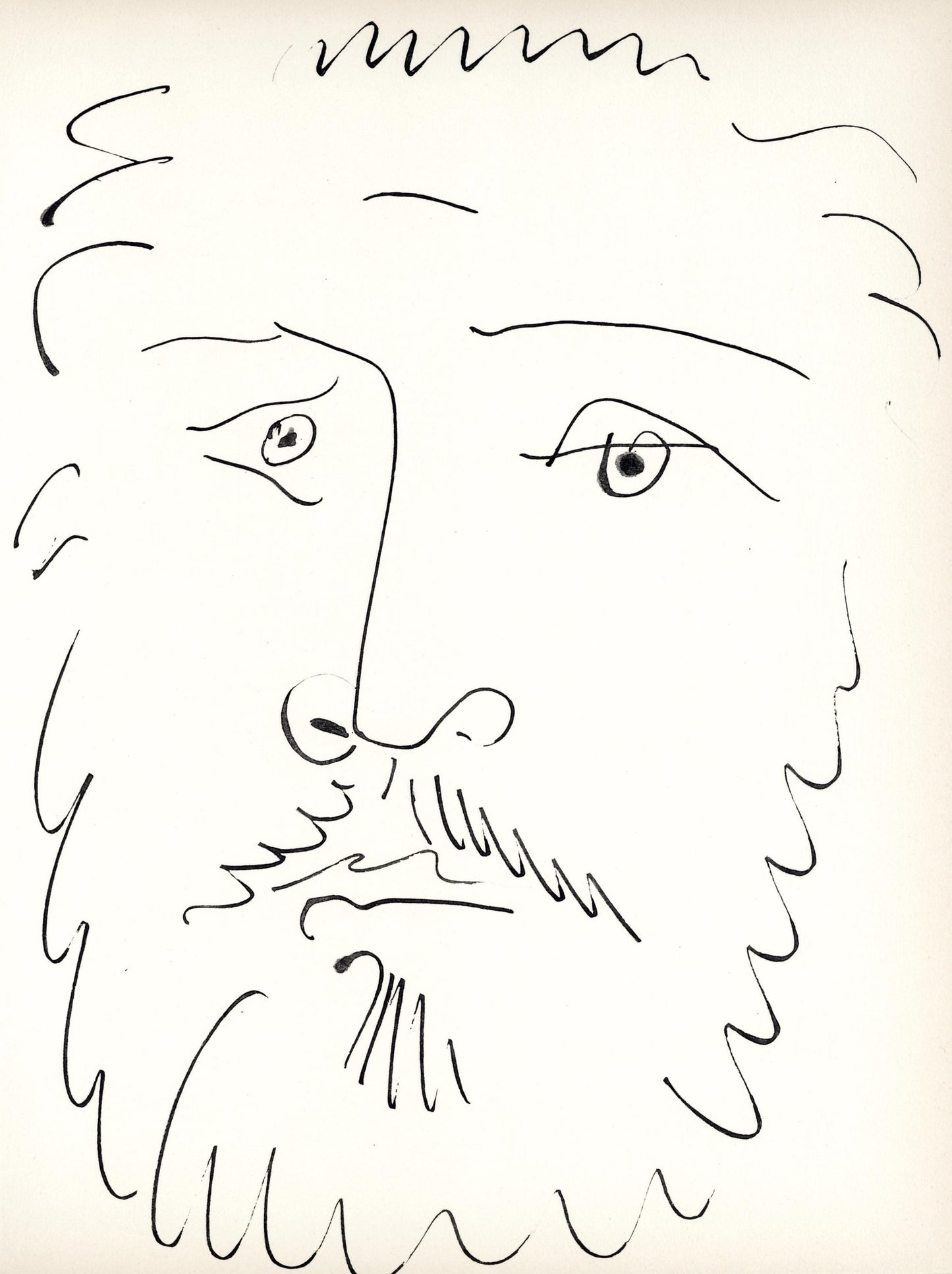 Pablo Picasso, Visage D'Homme Barbu, De Face (Cramer No. 84), 40 Dessins De Picasso En Marge Du