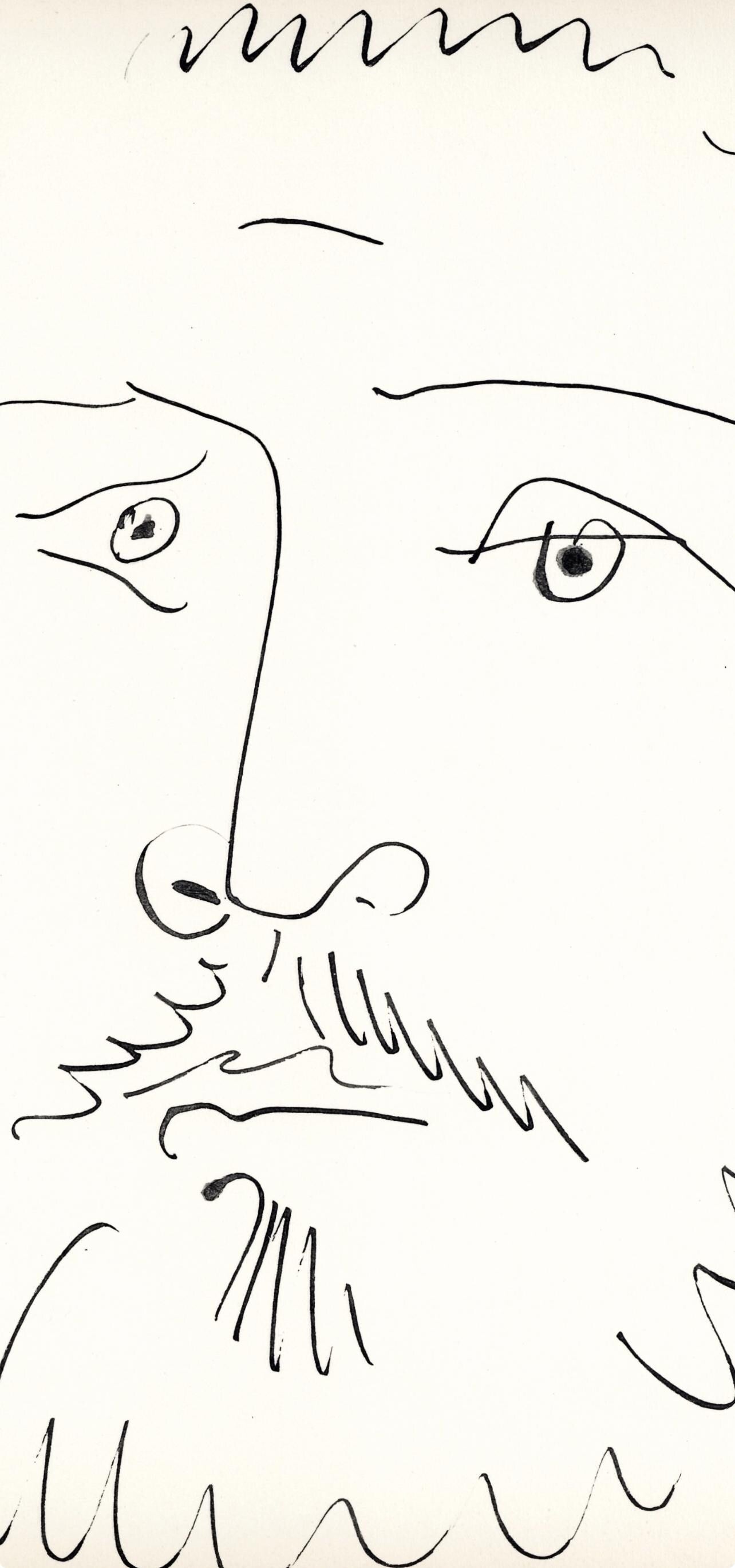 Pablo Picasso, Visage D'Homme Barbu, De Face (Cramer No. 84), 40 Dessins De Picasso En Marge Du