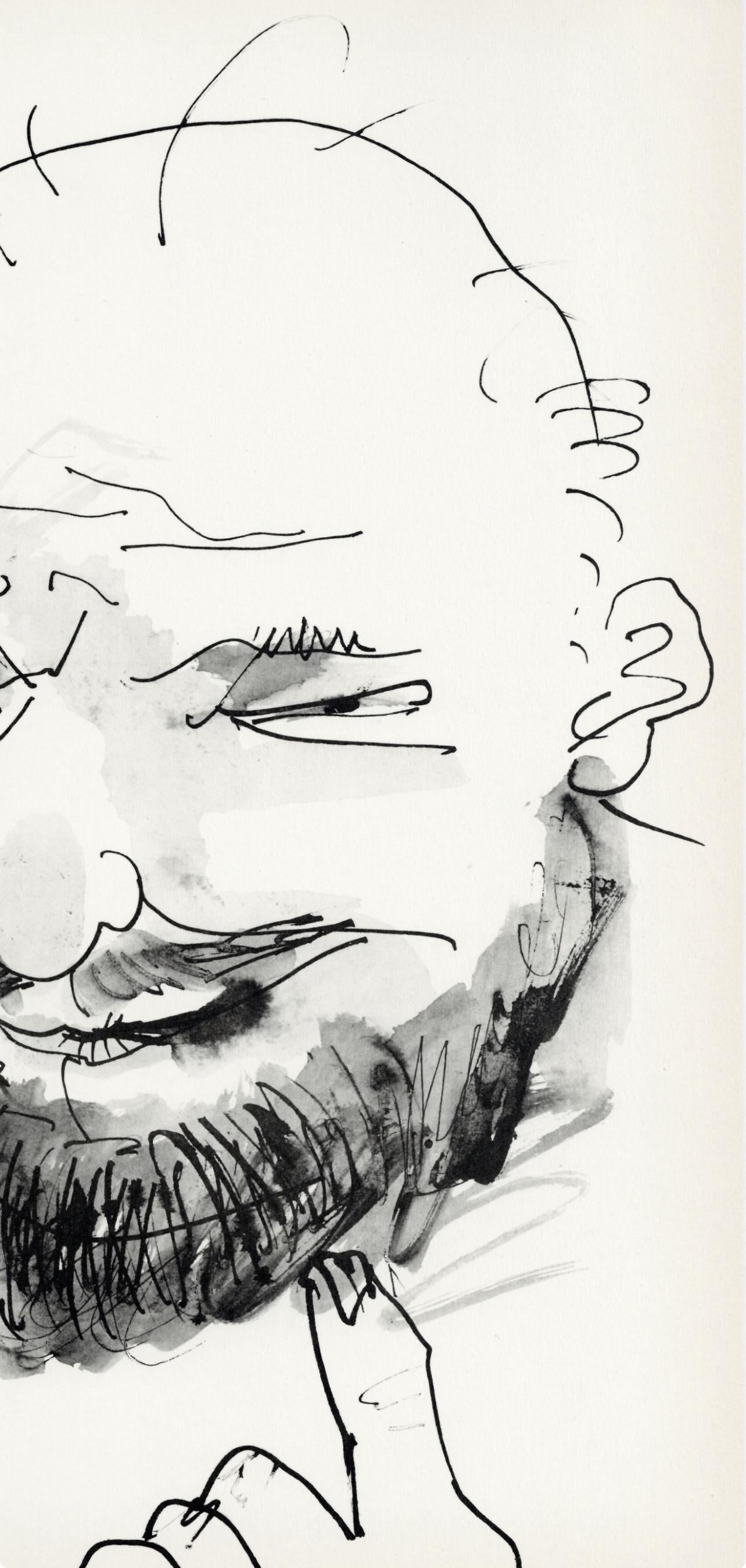 Pablo Picasso, Chauve, Barbu Et Hilare, Trait Et Lavis (Cramer No. 84), 40 Dessins De Picasso En