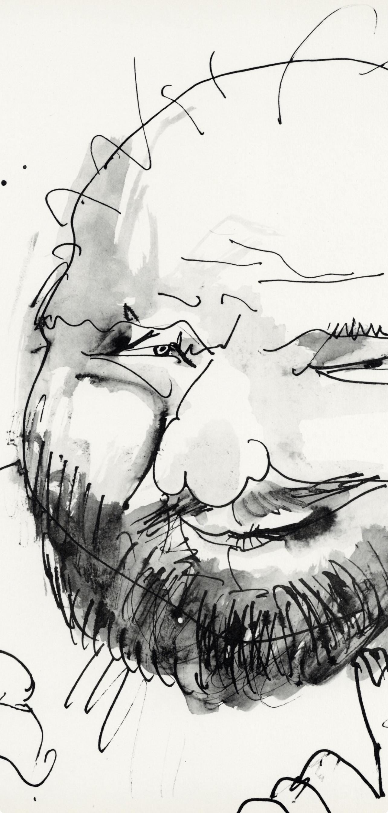 Pablo Picasso, Chauve, Barbu Et Hilare, Trait Et Lavis (Cramer No. 84), 40 Dessins De Picasso En