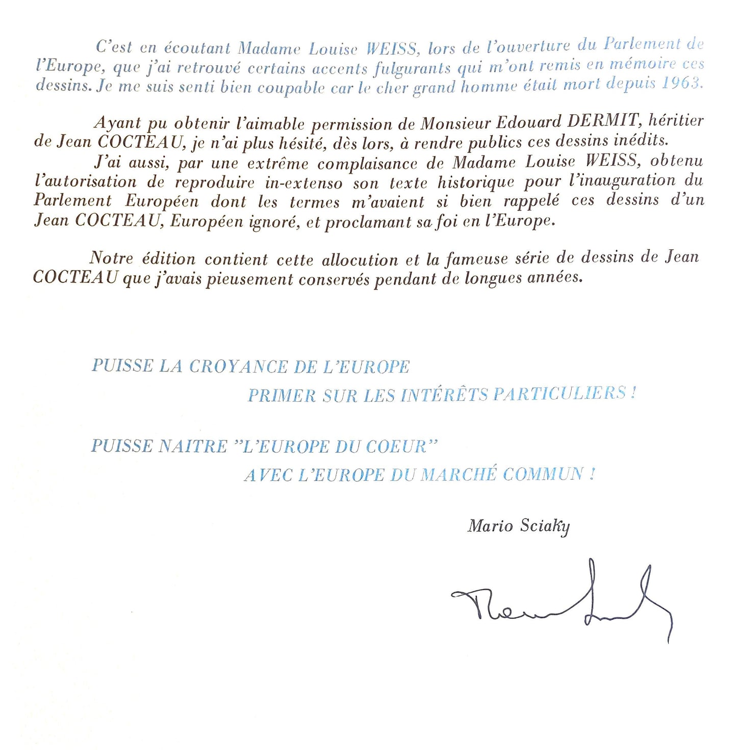 Jean Cocteau, Composition, Nous Croyons En L'Europe, Silkscreen