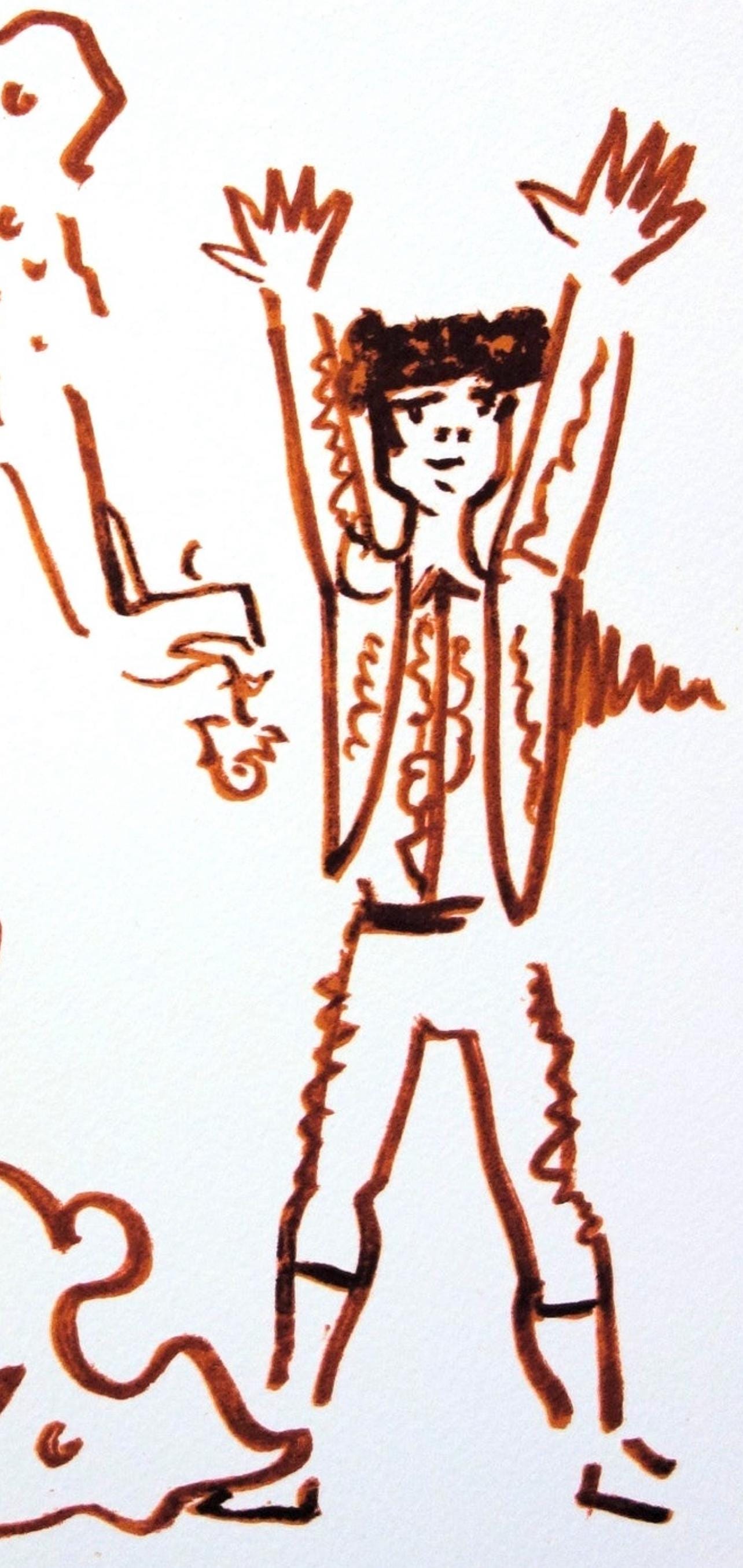 Jean Cocteau, Composition, Taureaux, Lithograph
