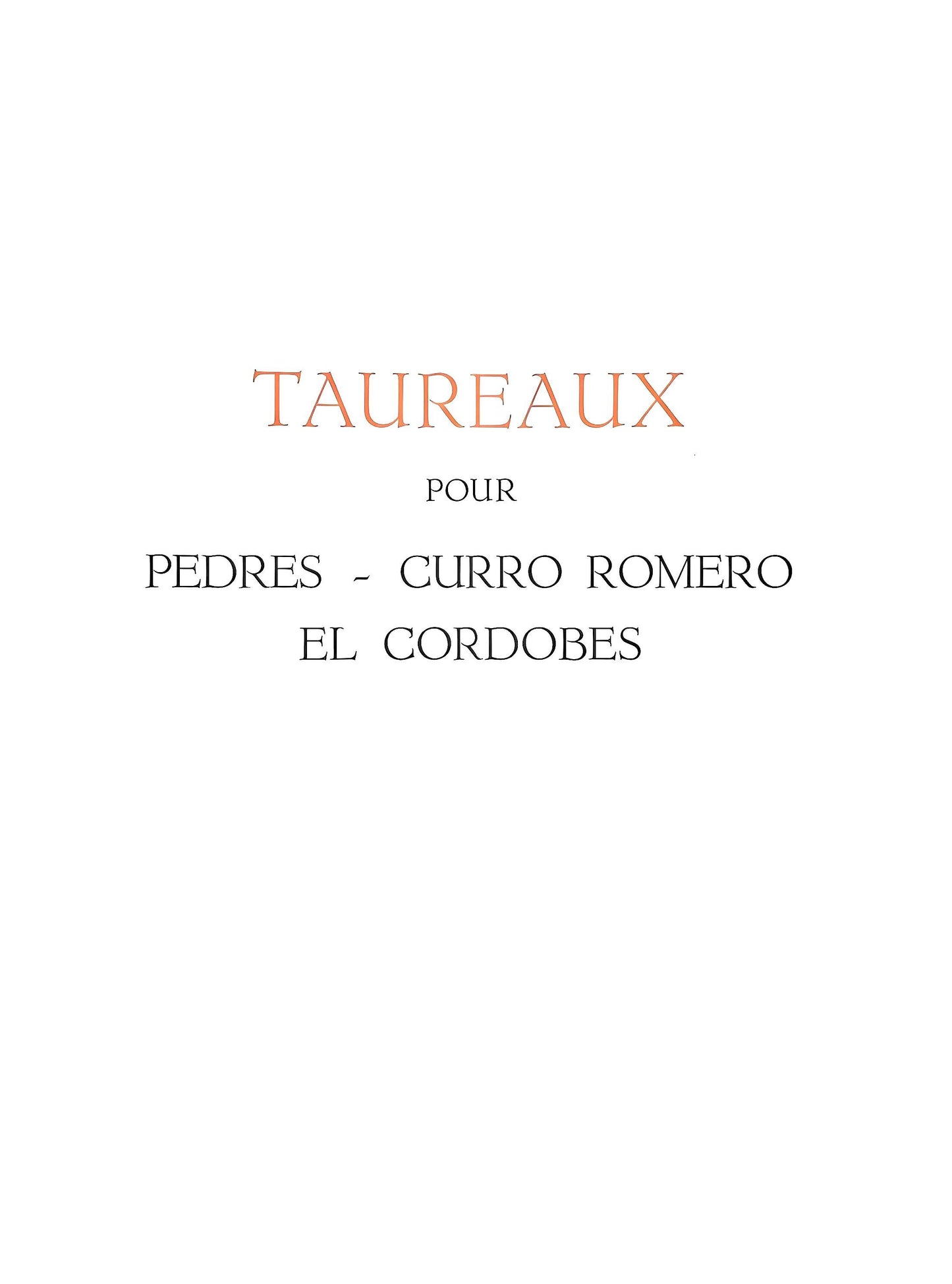Jean Cocteau, Composition, Taureaux, Lithograph