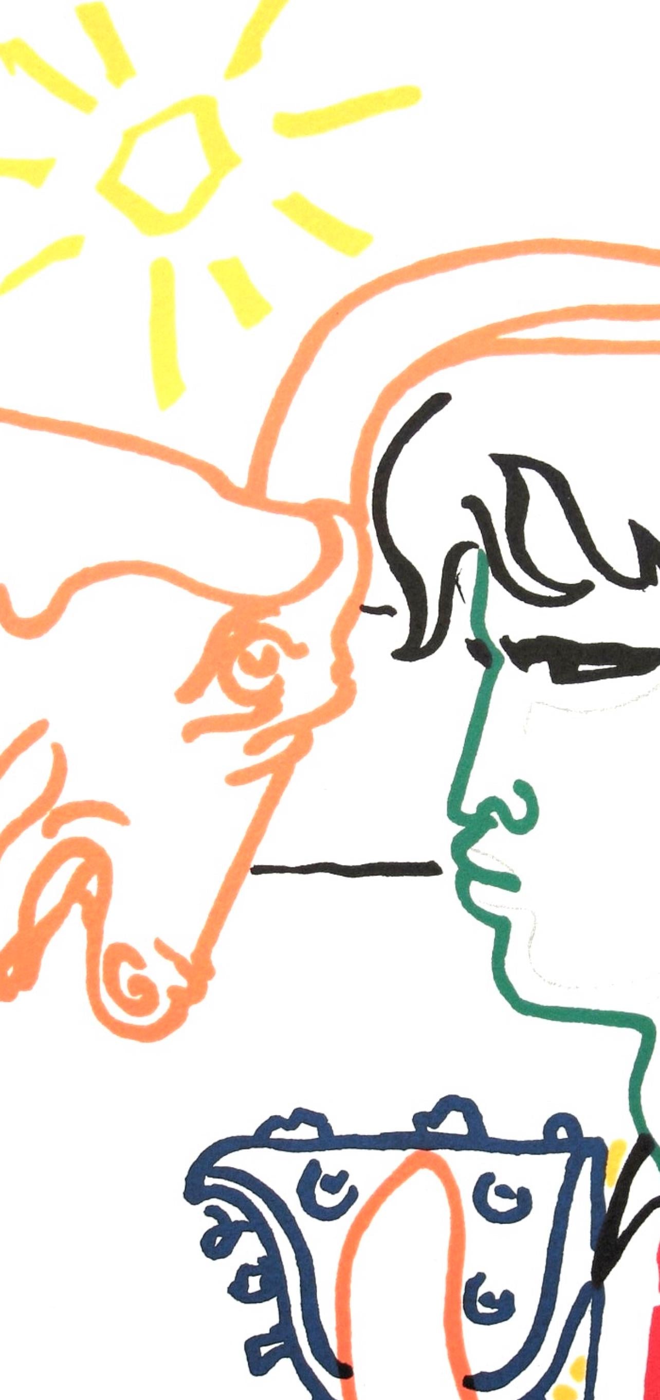 Jean Cocteau, Composition, Taureaux, Lithograph
