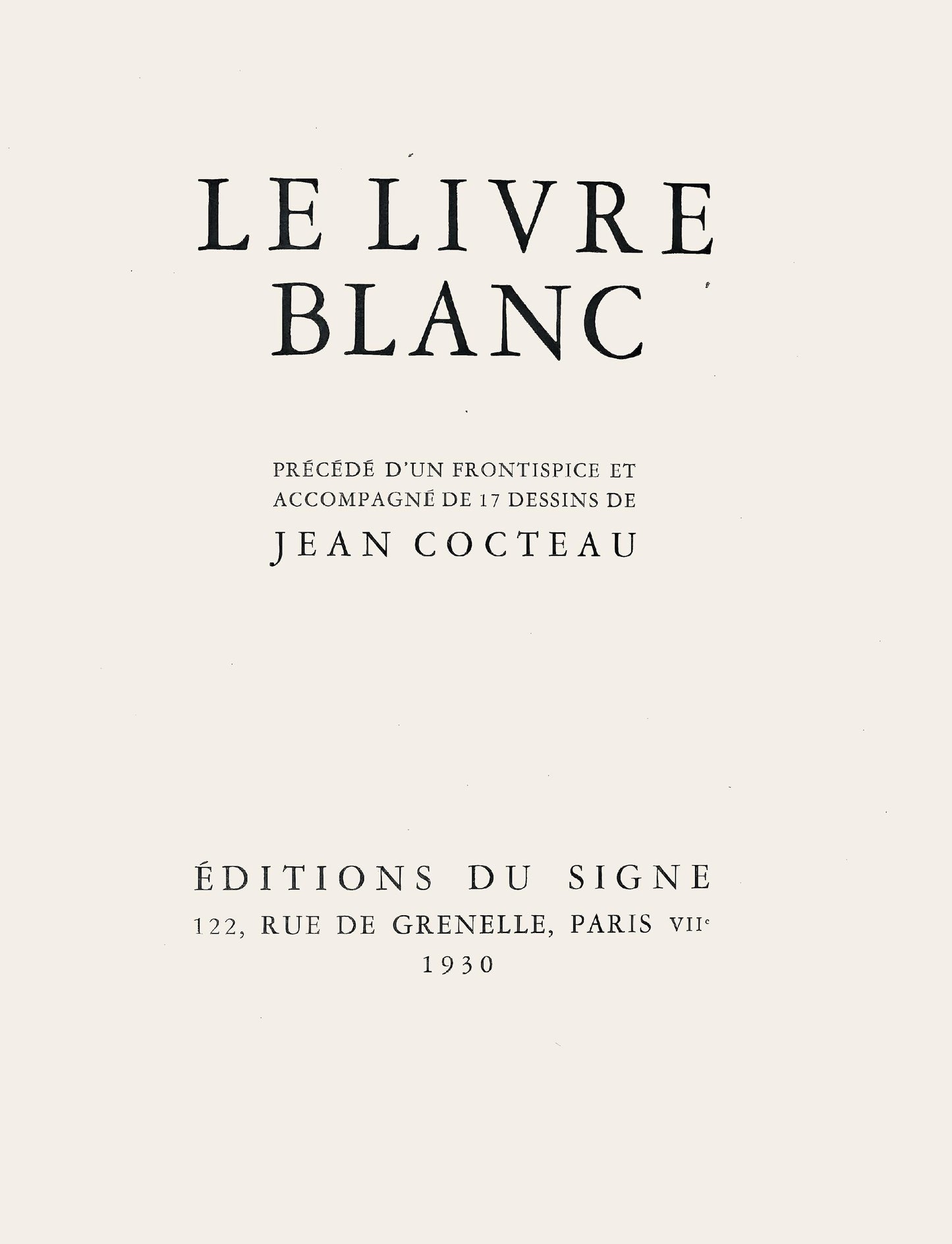 Jean Cocteau, Composition, Le Livre Blanc, Lithograph