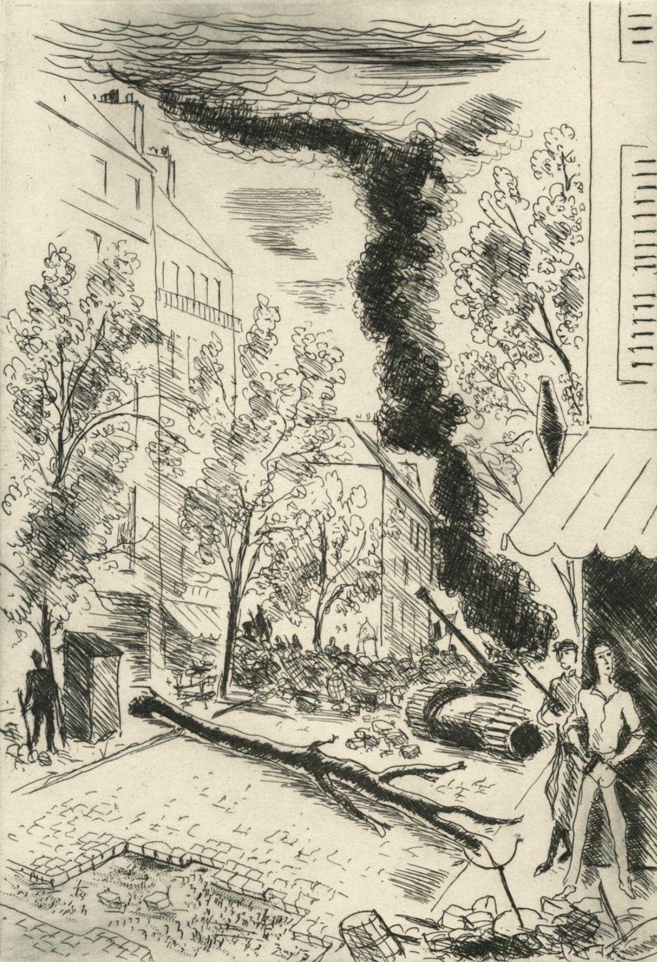 Andr Dignimont, Composition, Jours De Gloire, Histoire De La Libration De Paris, Etching