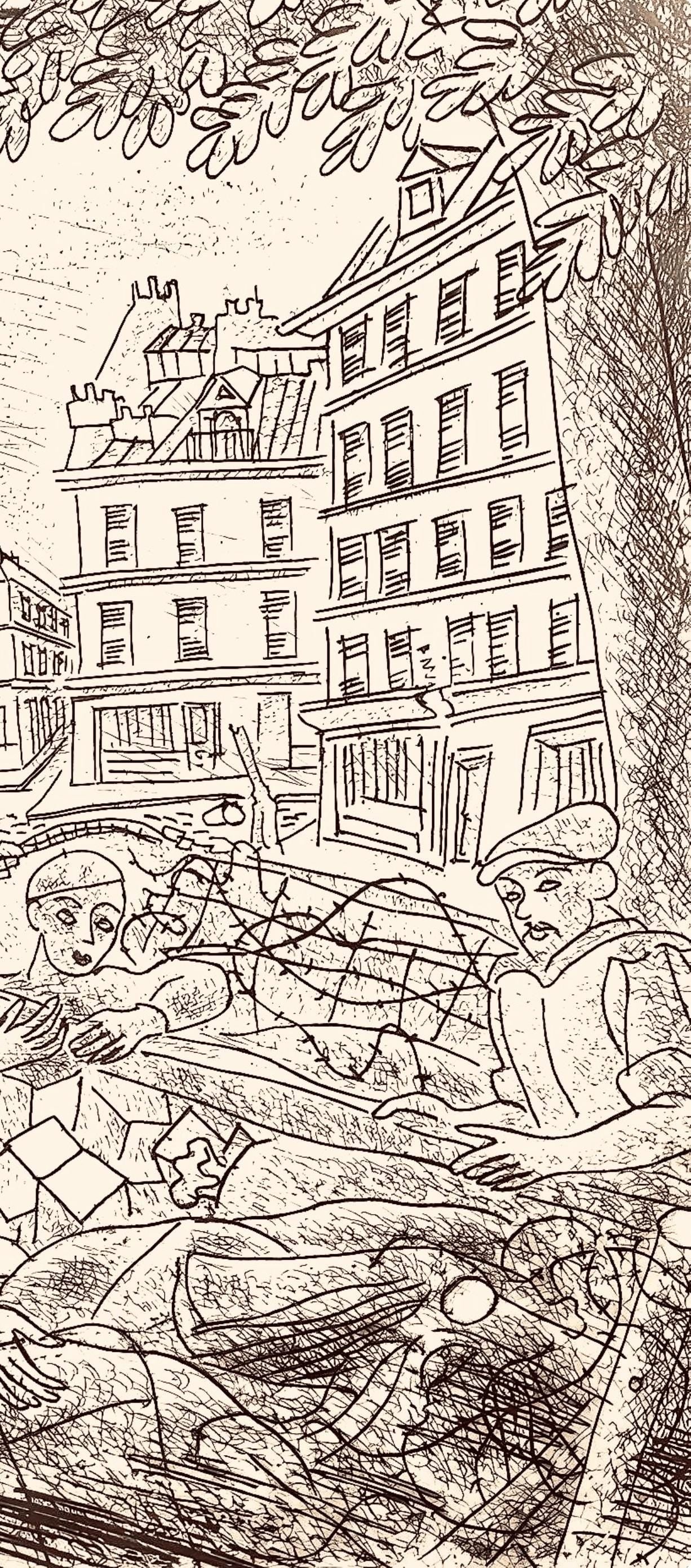 Louis Touchagues, Composition, Jours De Gloire, Histoire De La Libration De Paris, Etching