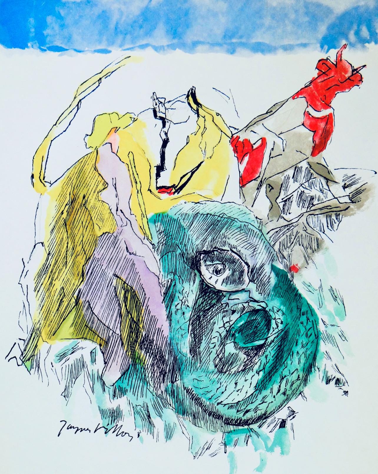 Jacques Villon, Serpent Cubiste, Vingt Fables De La Fontaine, Woodcut